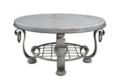 Maitland Smith Round Tessellated Stone Scrolled Iron Coffee Cocktail Table 37"