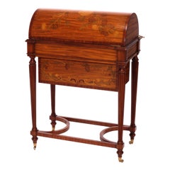 Cellarette en bois de citronnier Maitland Smith avec marqueterie florale incrustée, 20e siècle