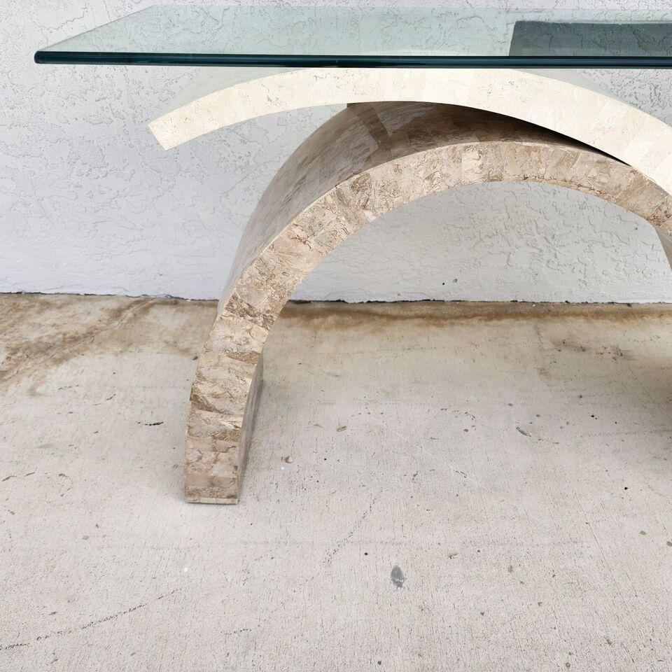 Maitland Smith Sculptural Console Table & Mirror Tessellated Stone Post Moder For Sale 5