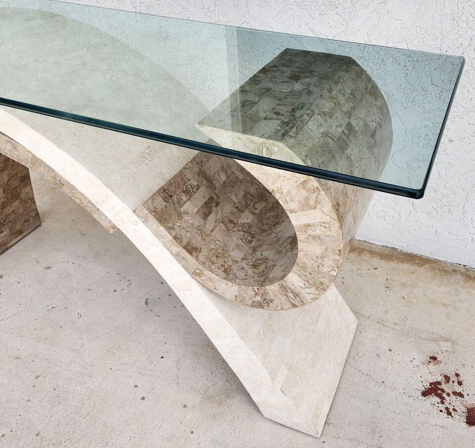 Maitland Smith Sculptural Console Table & Mirror Tessellated Stone Post Moder For Sale 1