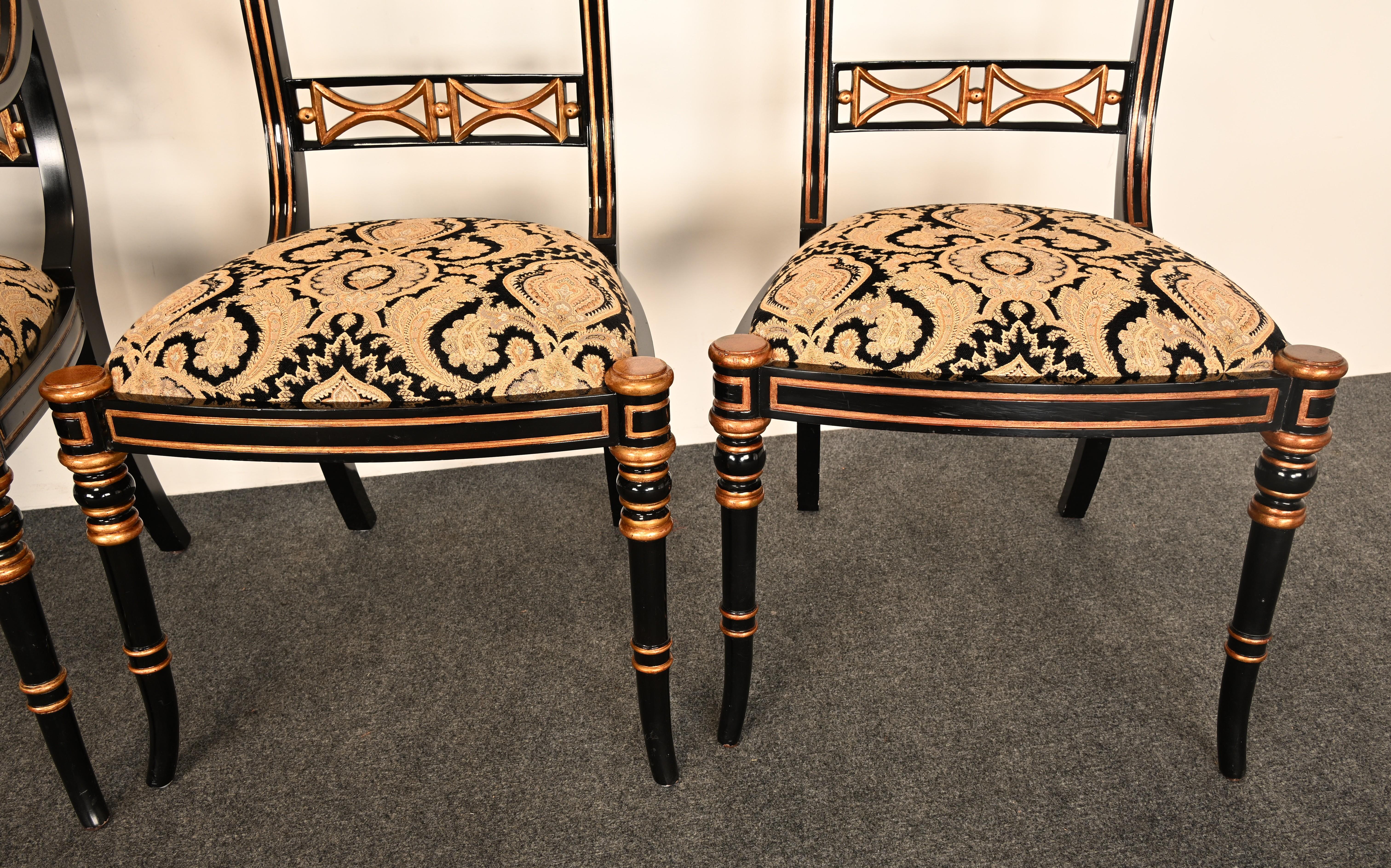 Set di sei sedie da pranzo Regency in lacca nera di Maitland Smith, anni '90 in vendita 1