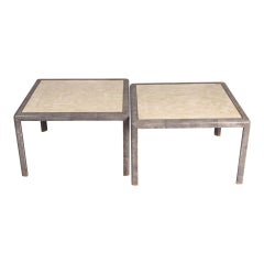 Maitland Smith Shagreen and Shell Side Tables
