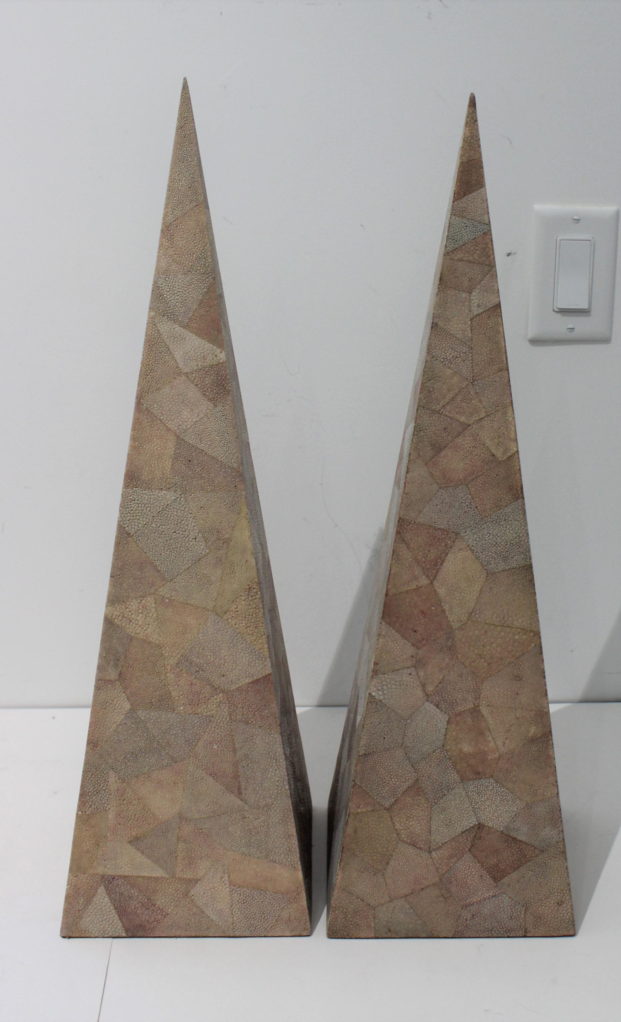 Maitland-Smith Shagreen Obelisks, a Set of 2 3