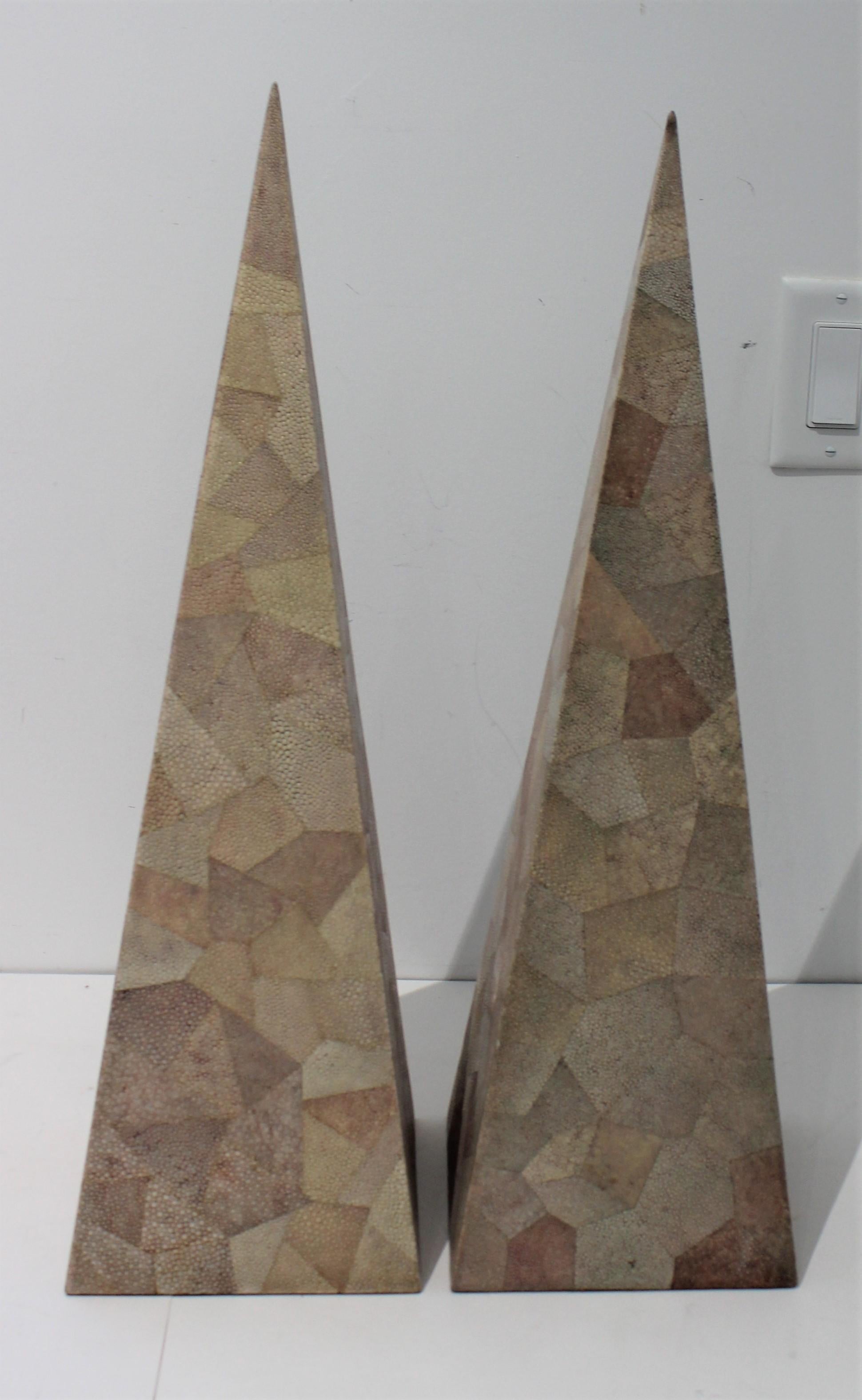 Maitland-Smith Shagreen Obelisks, a Set of 2 For Sale 4