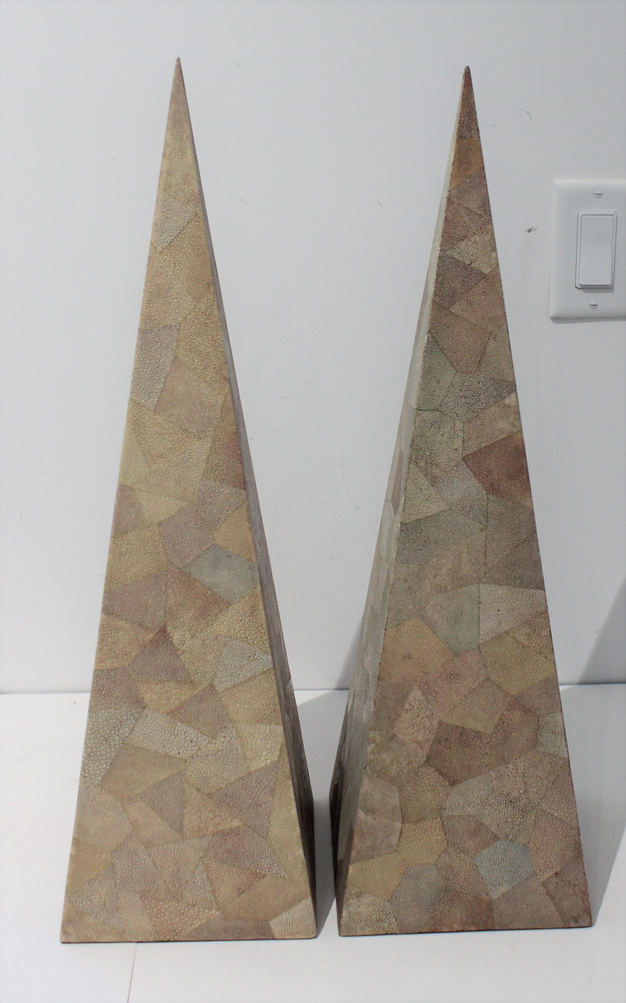 Maitland-Smith Shagreen Obelisks, a Set of 2 For Sale 5