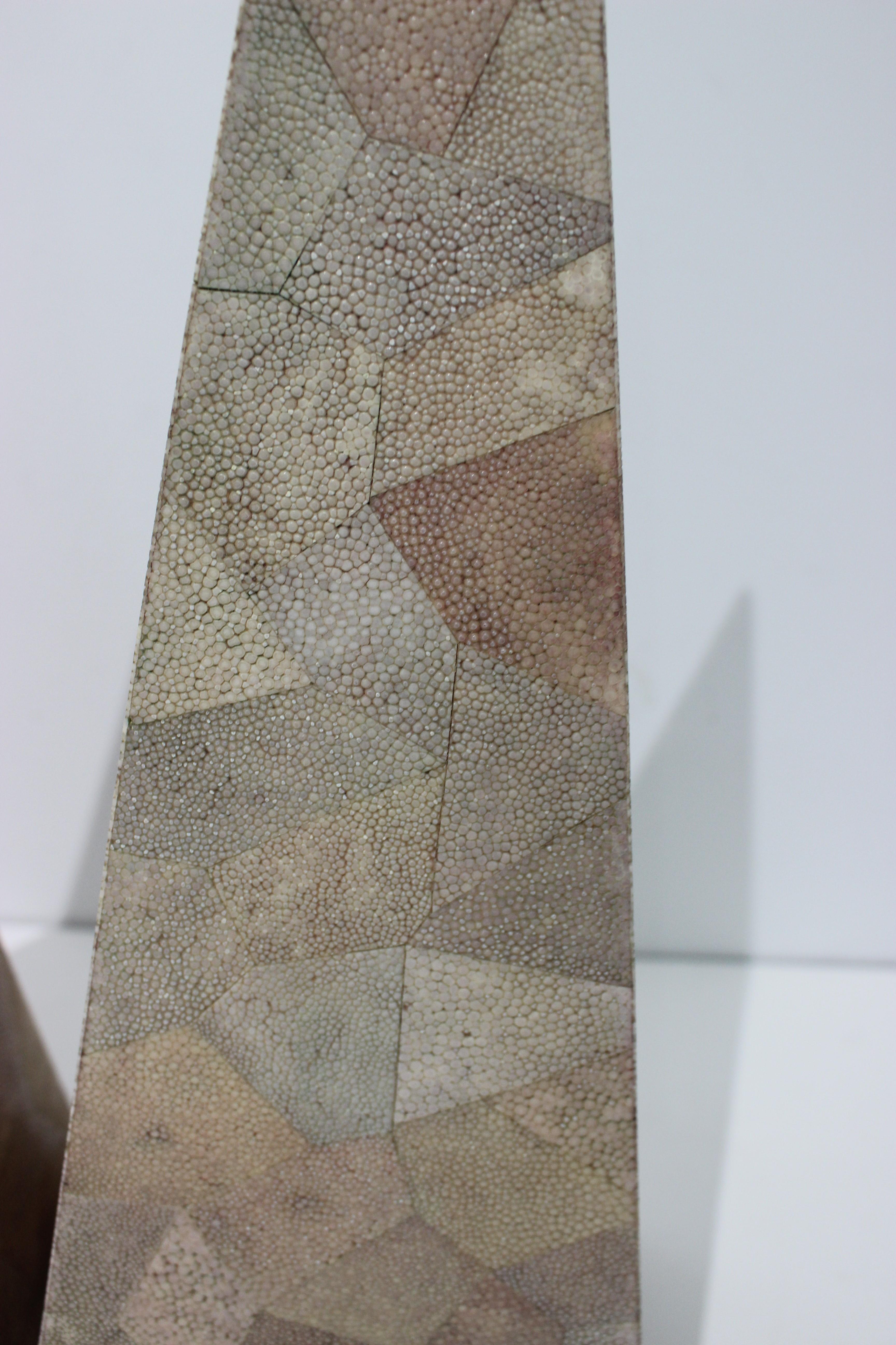 Maitland-Smith Shagreen Obelisks, a Set of 2 In Good Condition For Sale In West Palm Beach, FL