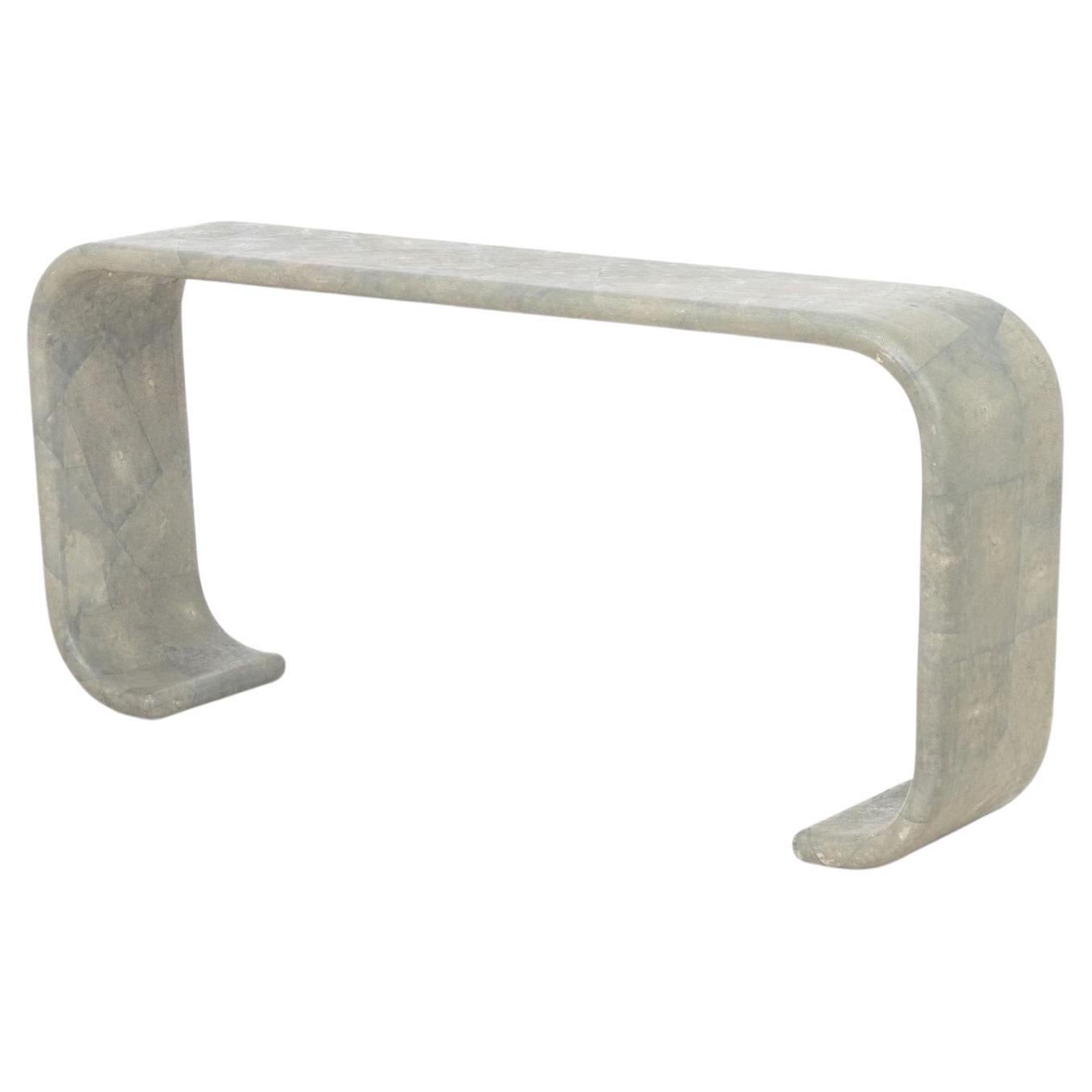 Maitland Smith Gray Shagreen Waterfall Console Table, With Tessellated Pattern For Sale
