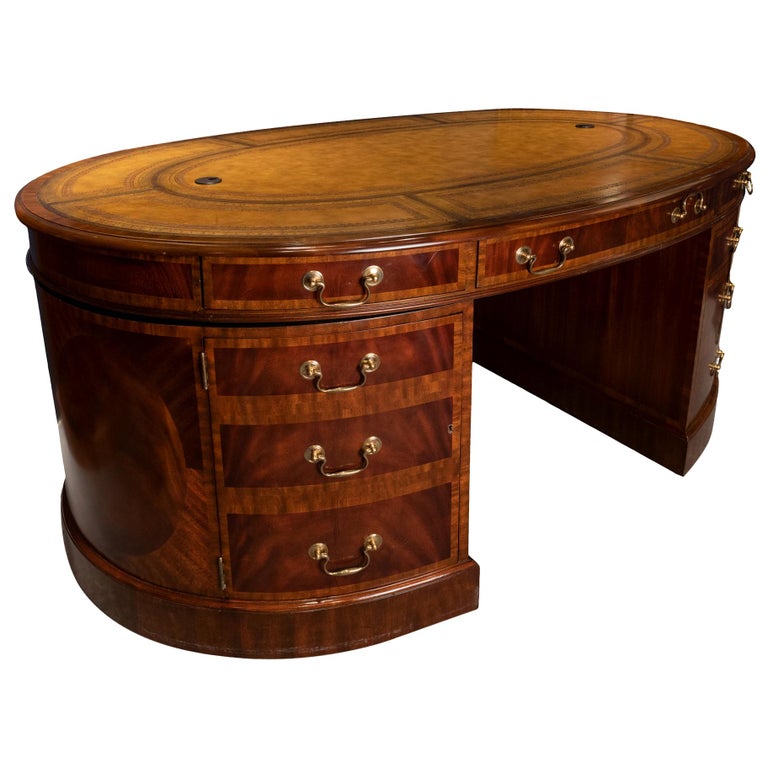 Maitland Smith SheratonStyle Oval Executive Partners Desk at 1stDibs