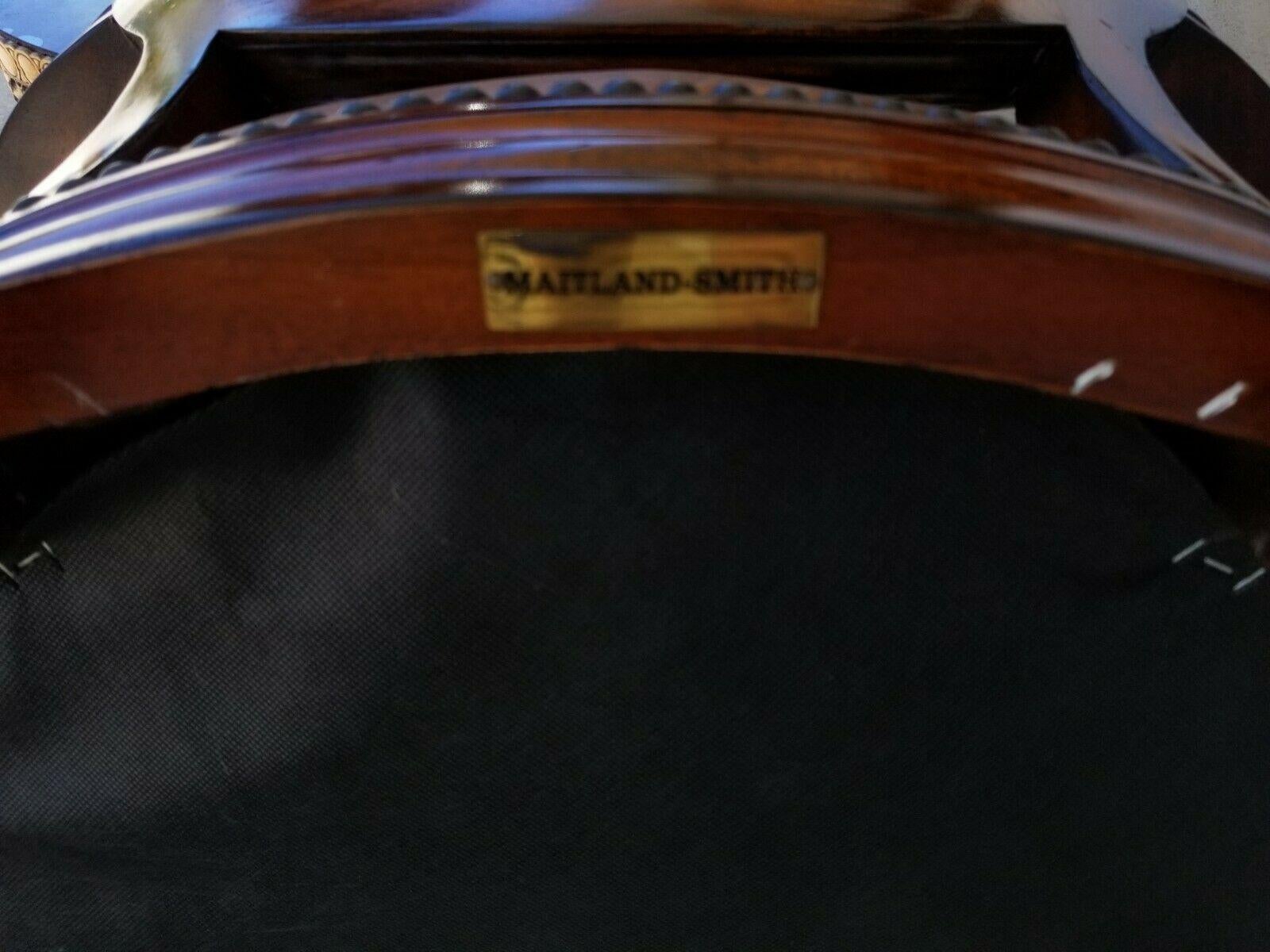 Maitland Smith Sheraton Style Scroll Back Leather Desk Armchair 4