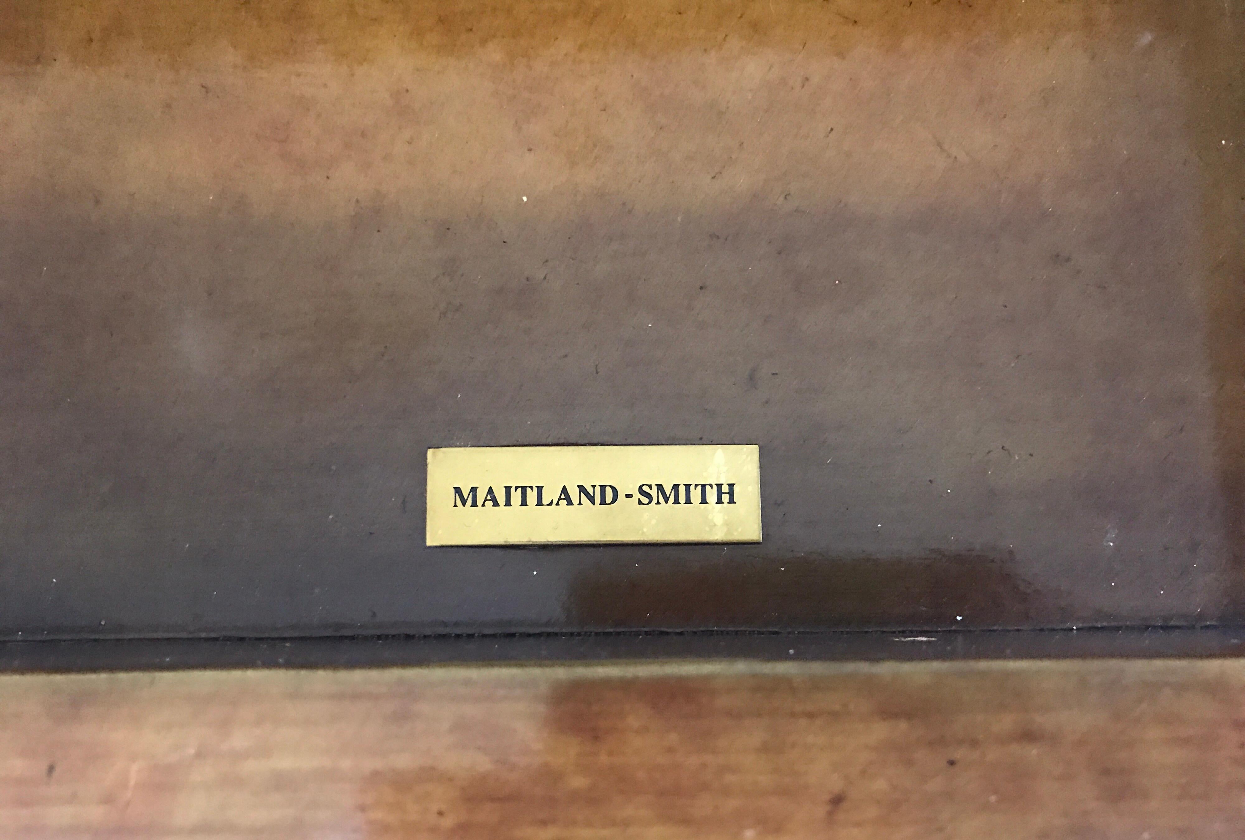 Maitland-Smith Signed Carved Mahogany and Egyptian Leather Top Game Table In Excellent Condition In West Hartford, CT