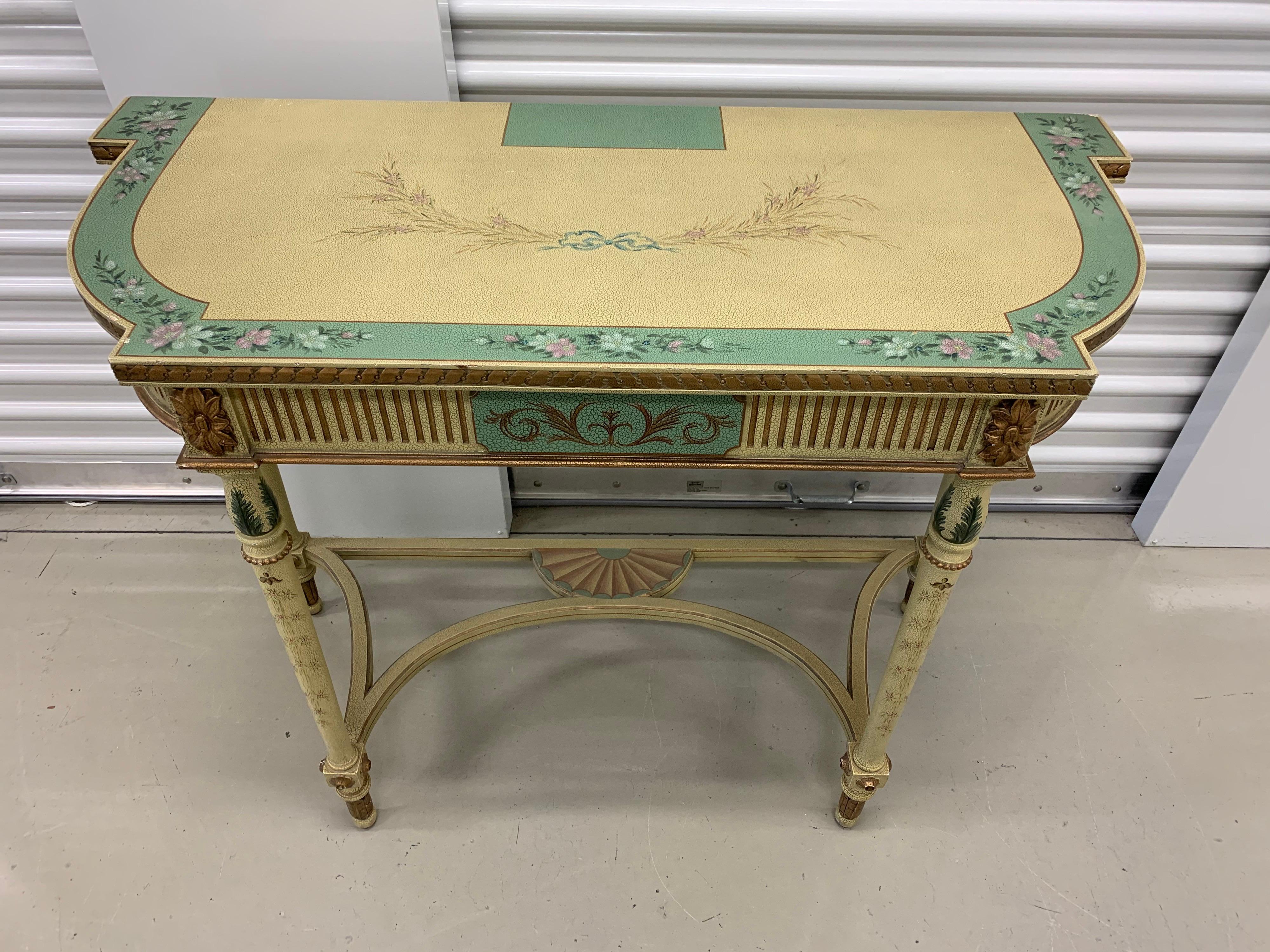 Maitland Smith Signed Hand Painted Console Table Bar In Good Condition In West Hartford, CT