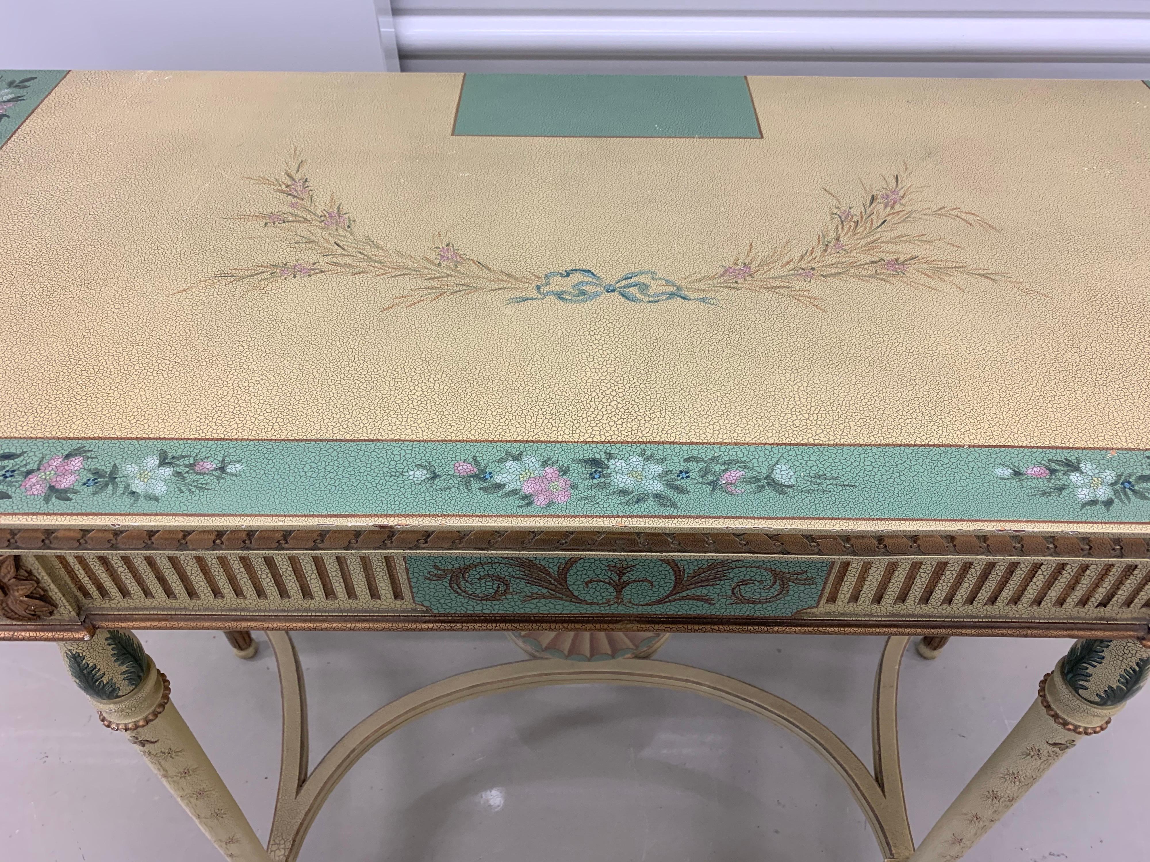 Late 20th Century Maitland Smith Signed Hand Painted Console Table Bar