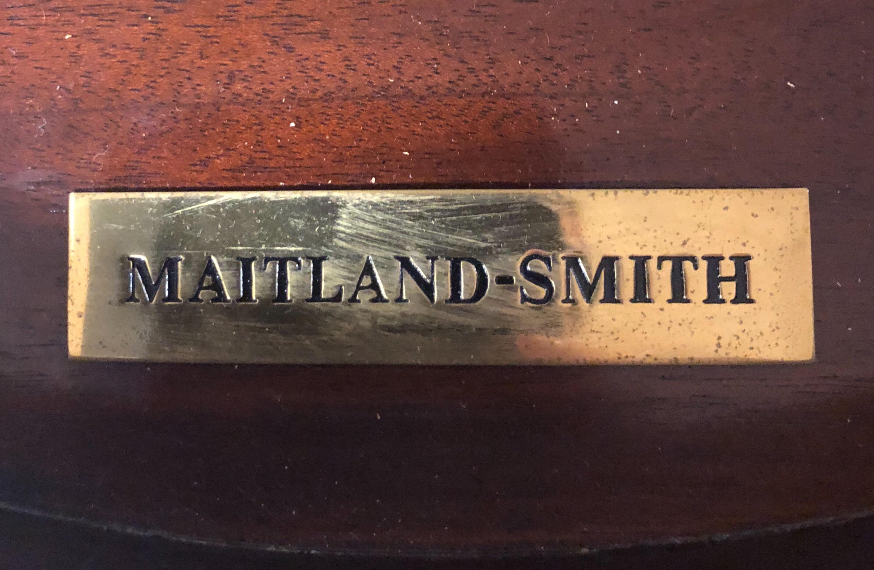 Late 20th Century Maitland Smith Signed Mahogany, Marble and Brass Round Side Occasional Table