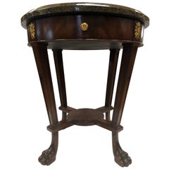 Maitland Smith Signed Mahogany, Marble and Brass Round Side Occasional Table