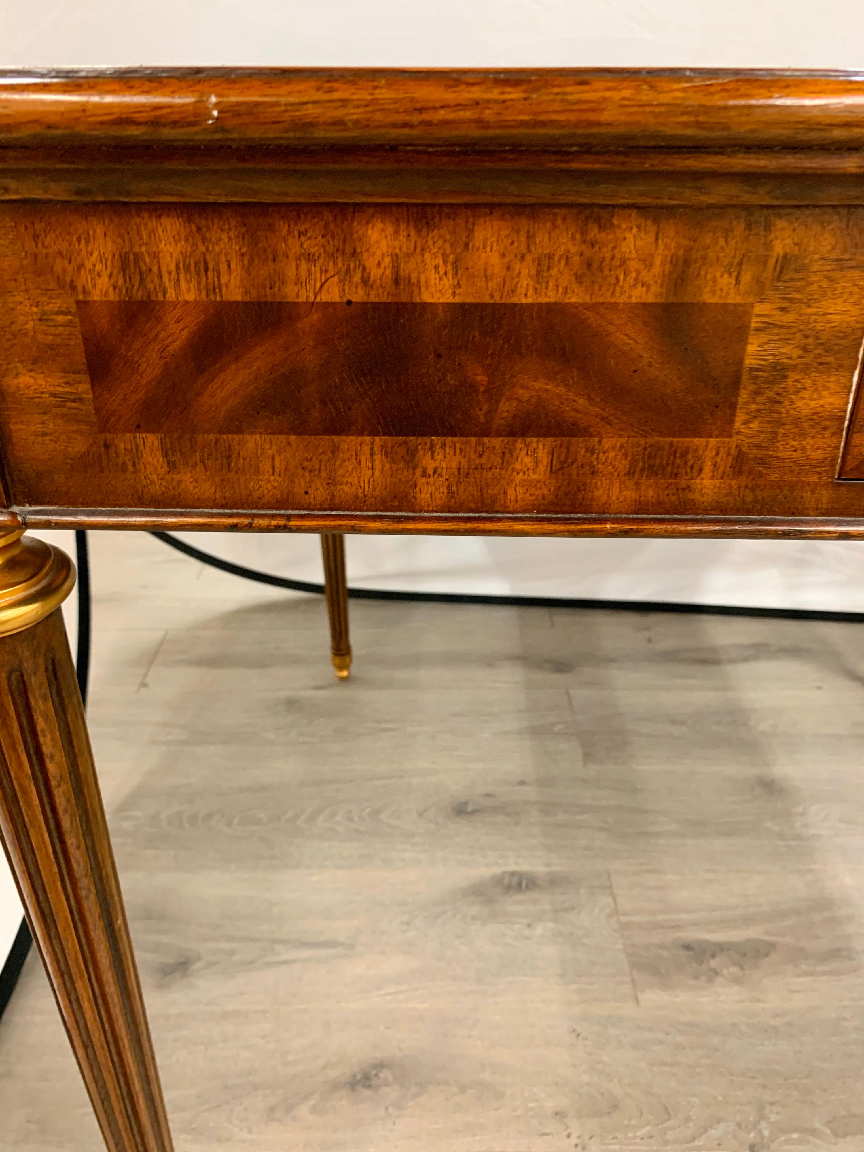 Maitland Smith Signed Mahogany with Leather Top Game Table Writing Desk 3