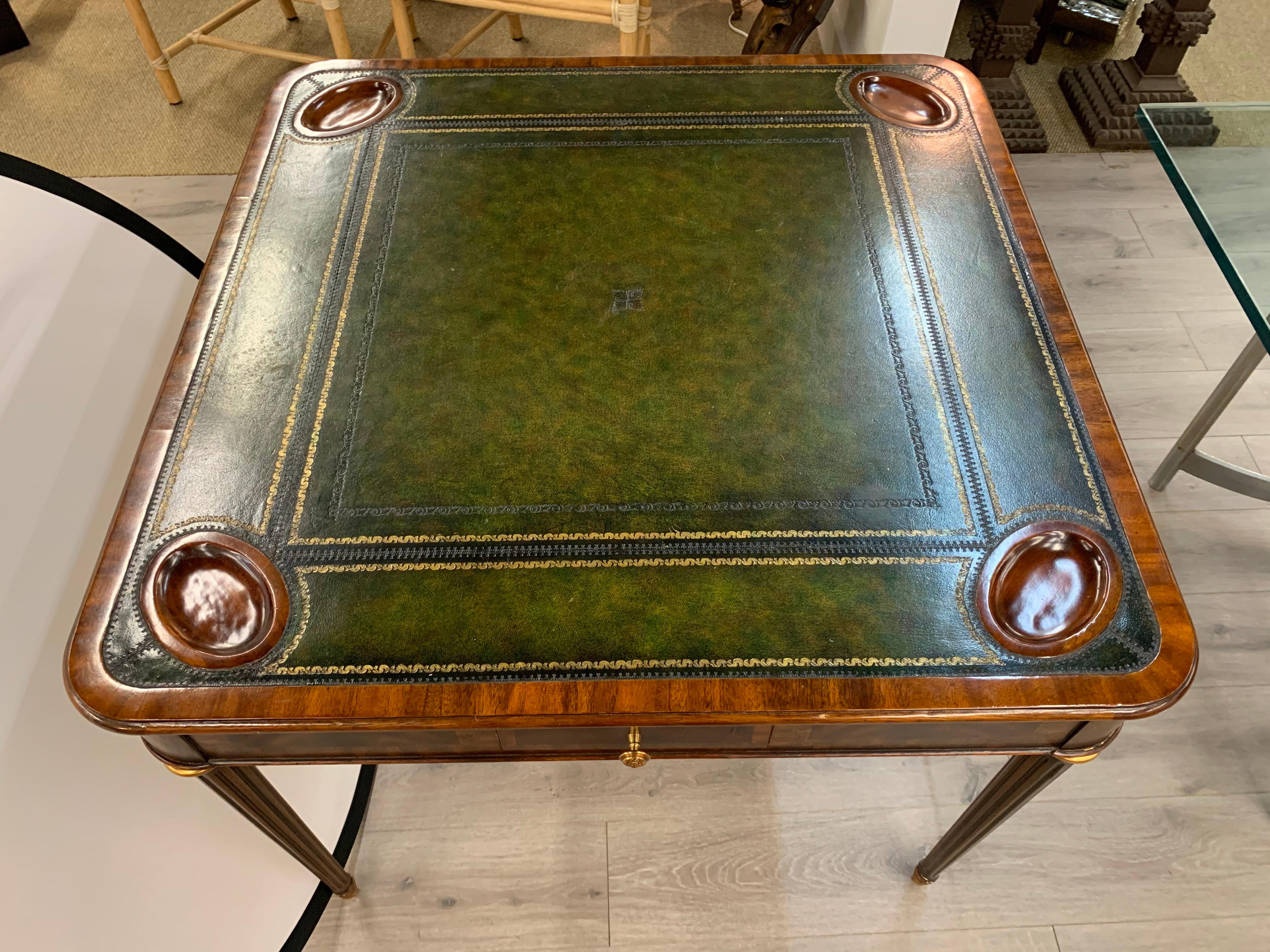 Federal Maitland Smith Signed Mahogany with Leather Top Game Table Writing Desk