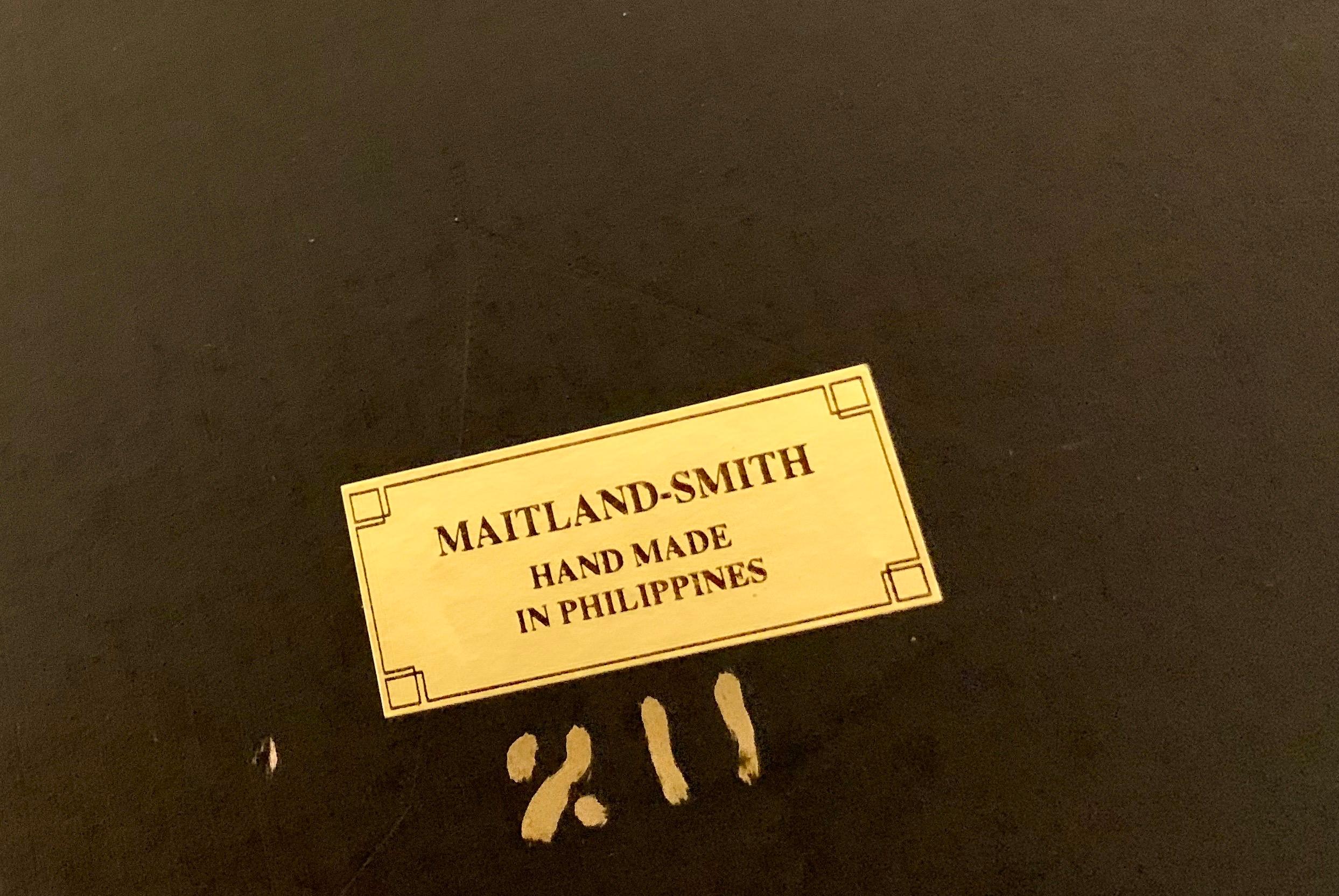 Maitland Smith Signed Mahogany with Leather Top Game Table Writing Desk 1