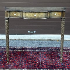 Maitland-Smith Silver Leaf Serpentine Console Table With Three Drawers