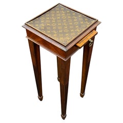Maitland Smith Small Side Table with Louis Vuitton Fabric