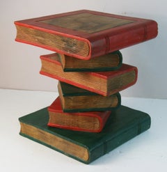 Maitland Smith Solid Wood Stacked Book End Table, Hand-Carved, 1970