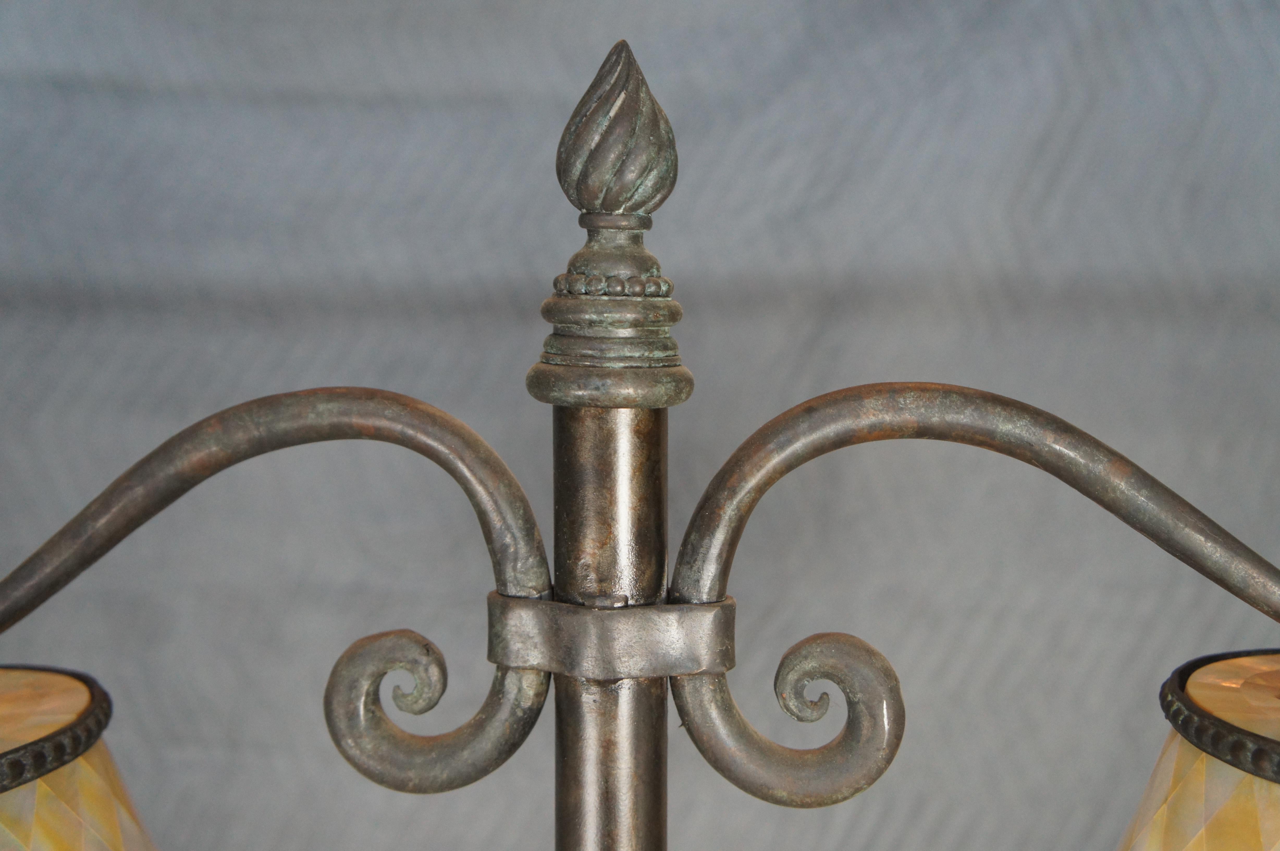 Maitland Smith Spanish Revival Scrolled Iron Mother of Pearl Floor Lamp 68