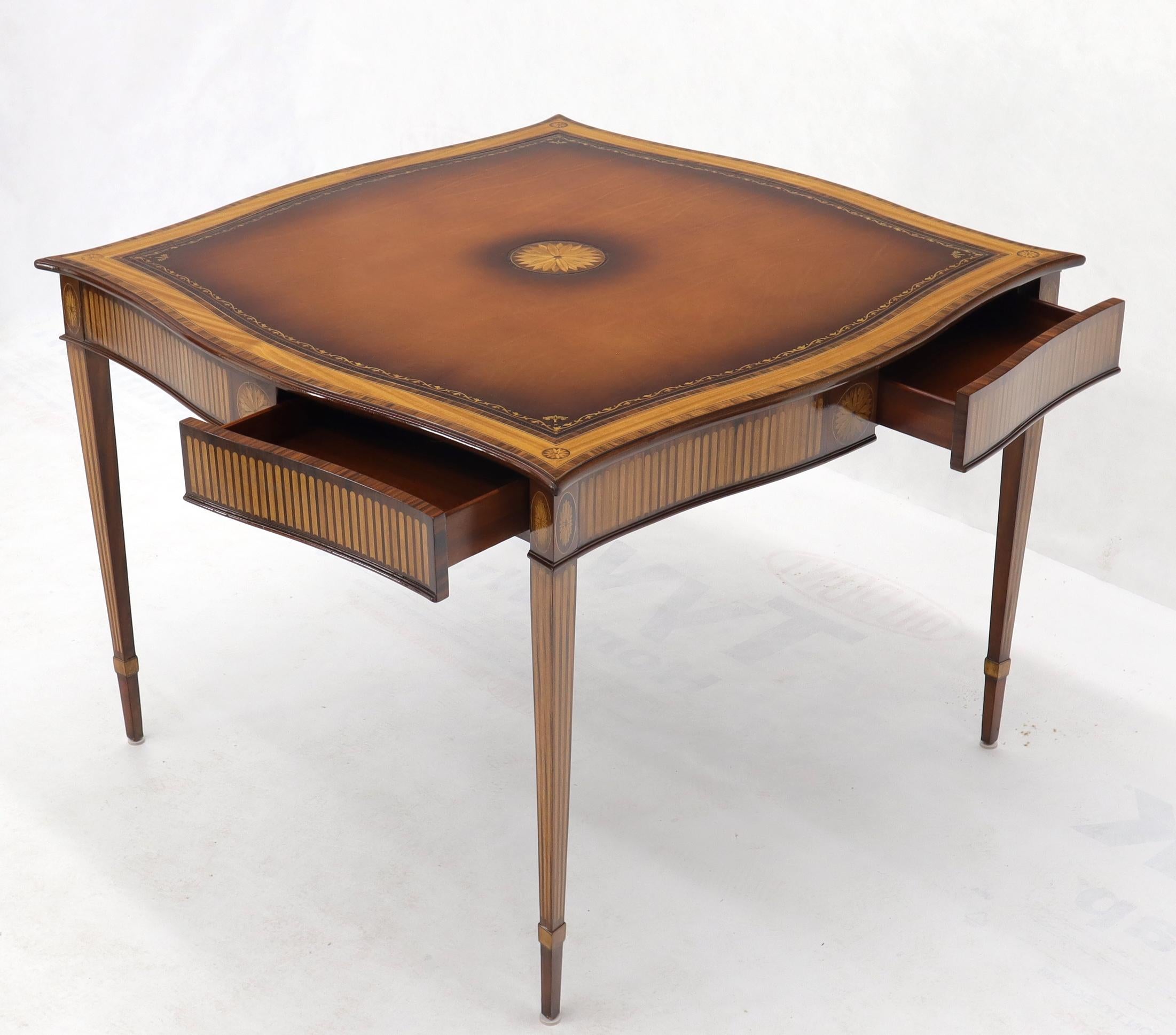 Maitland Smith Square Inlay Game Table with Four Drawers In Excellent Condition In Rockaway, NJ