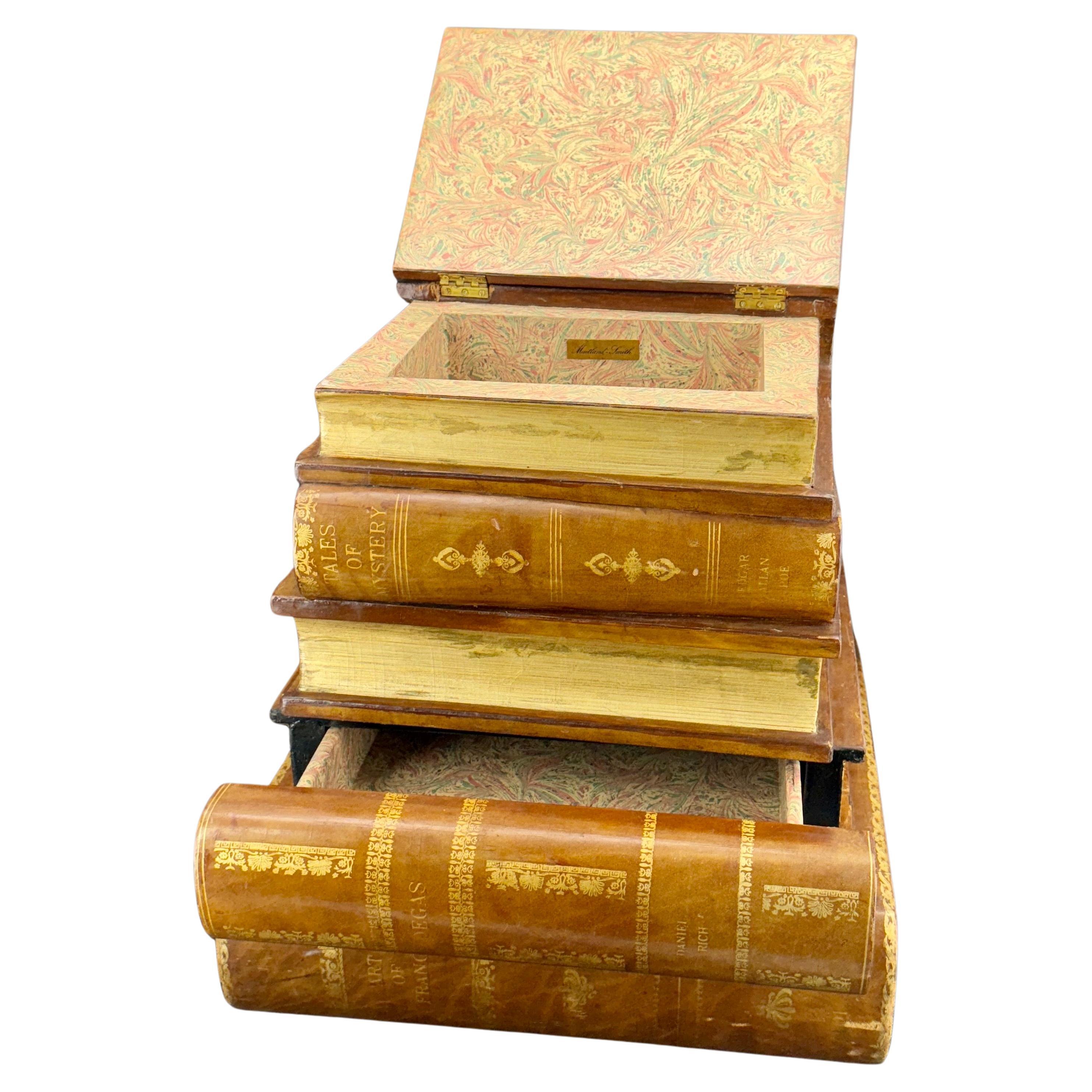 Maitland Smith Stacked Book Side Table with Storage In Good Condition In Haddonfield, NJ