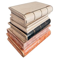 Maitland Smith Stacked Books Box Drawer Cabinet Tessellated Stone & Brass 1992