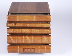 Maitland - Smith Stacked Leather Bond Books Chest of Drawers / Side / End Table