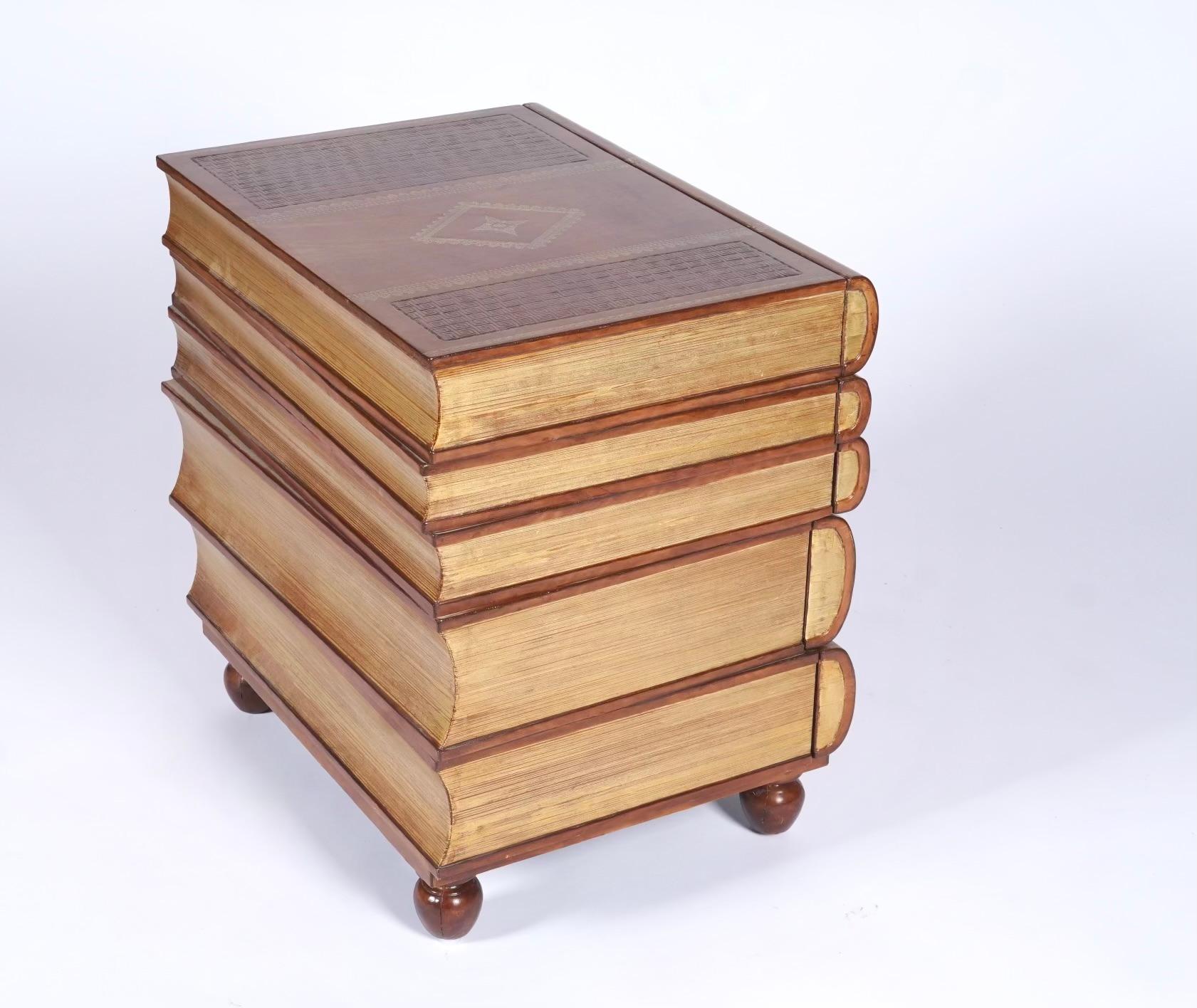 Maitland - Smith Stacked Leather Bond Books Chest of Drawers / Side / End Table 1