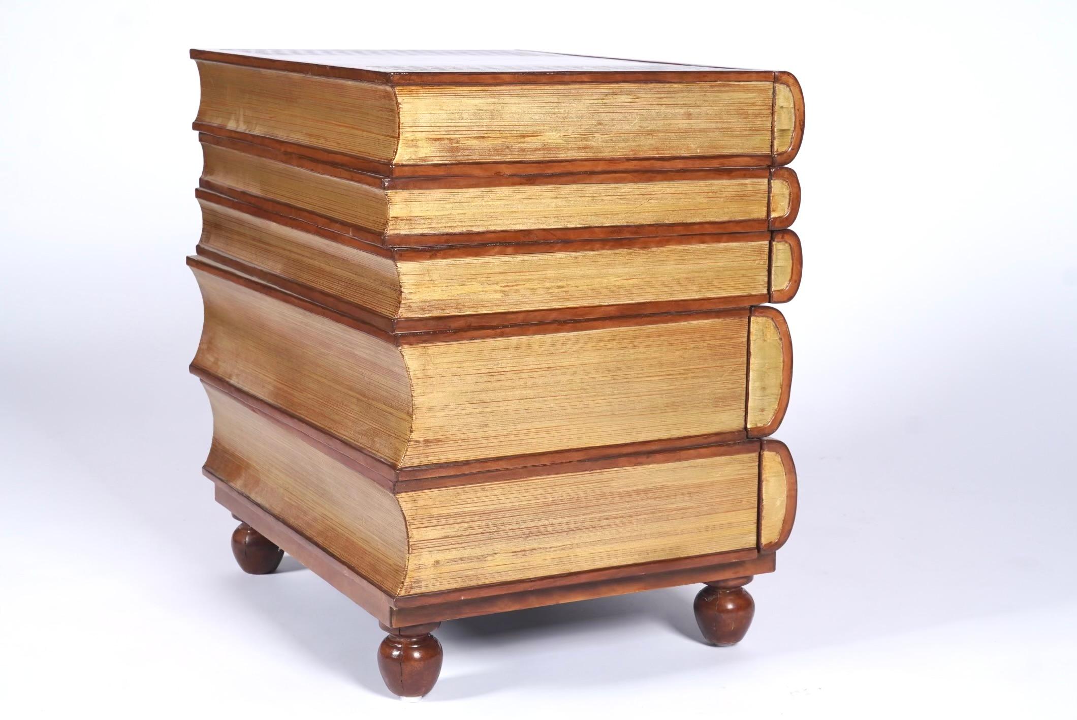 Maitland - Smith Stacked Leather Bond Books Chest of Drawers / Side / End Table 2