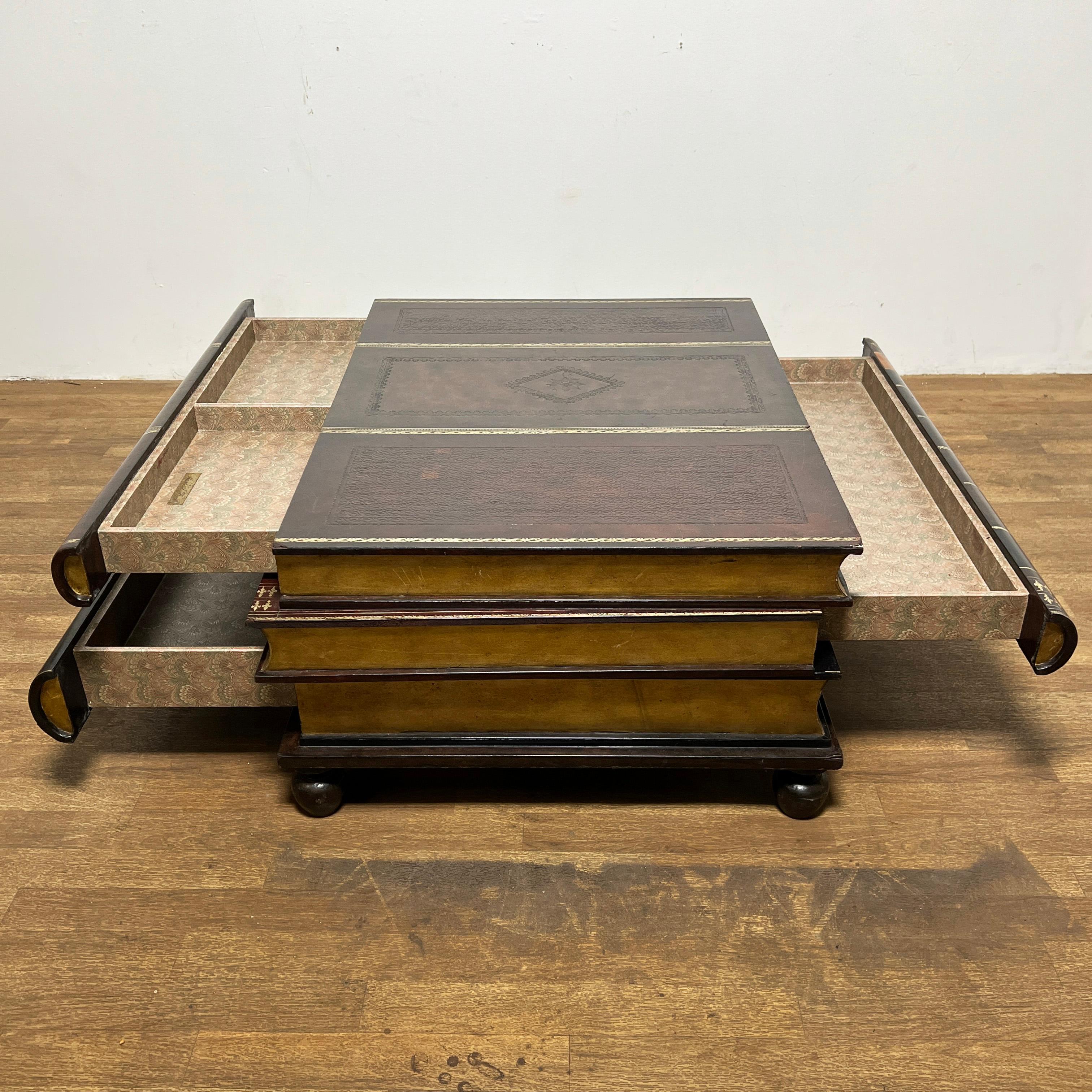 Maitland-Smith Stacked Leather Folio (Book) Form Coffee Table In Good Condition In Peabody, MA