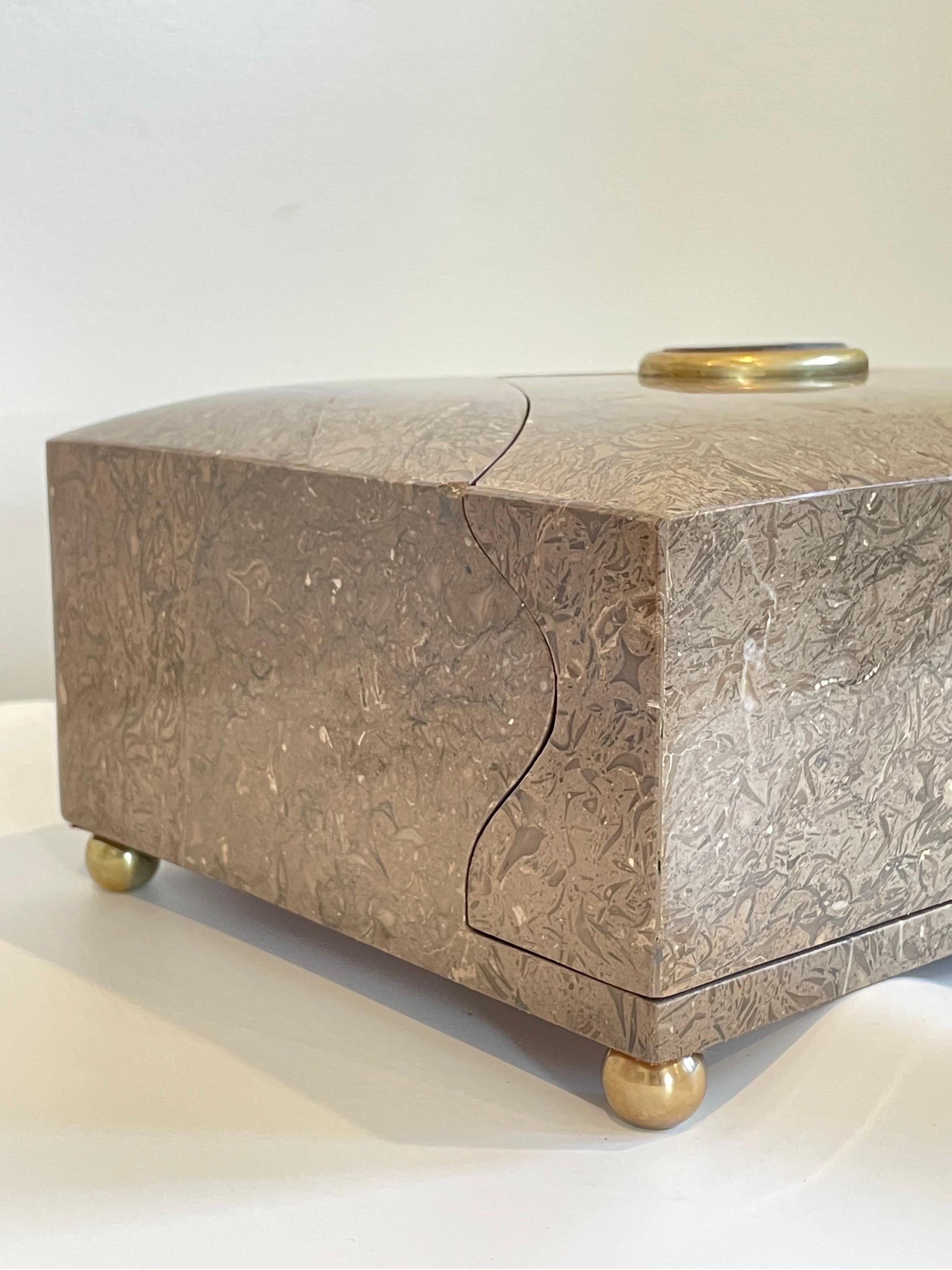 Post-Modern Maitland Smith Stone and Gemstone Decorative Box w Drawer For Sale