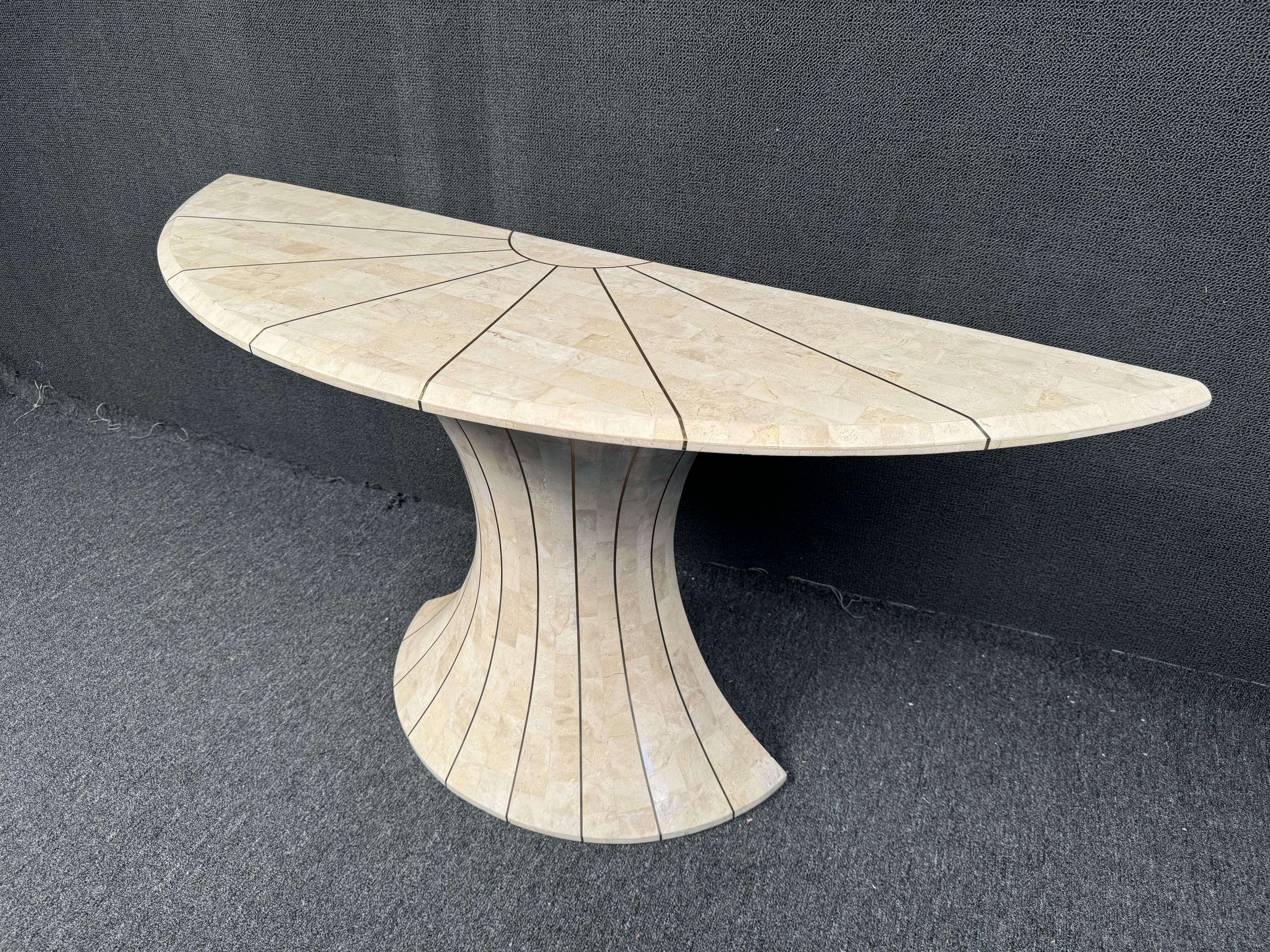 Mesa consola Demilune Maitland Smith Stone Piedra en venta