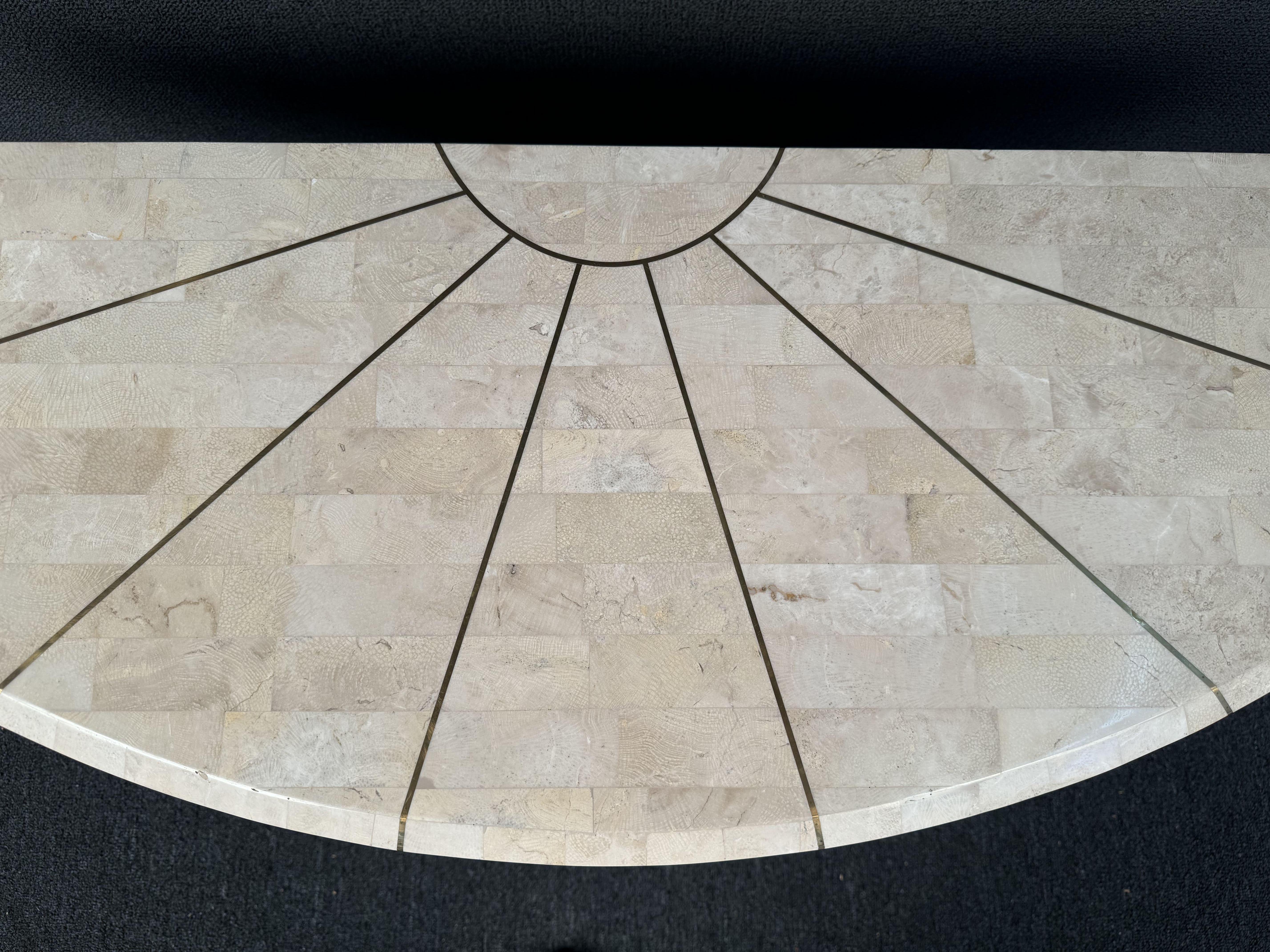 Mesa consola Demilune Maitland Smith Stone en venta 1