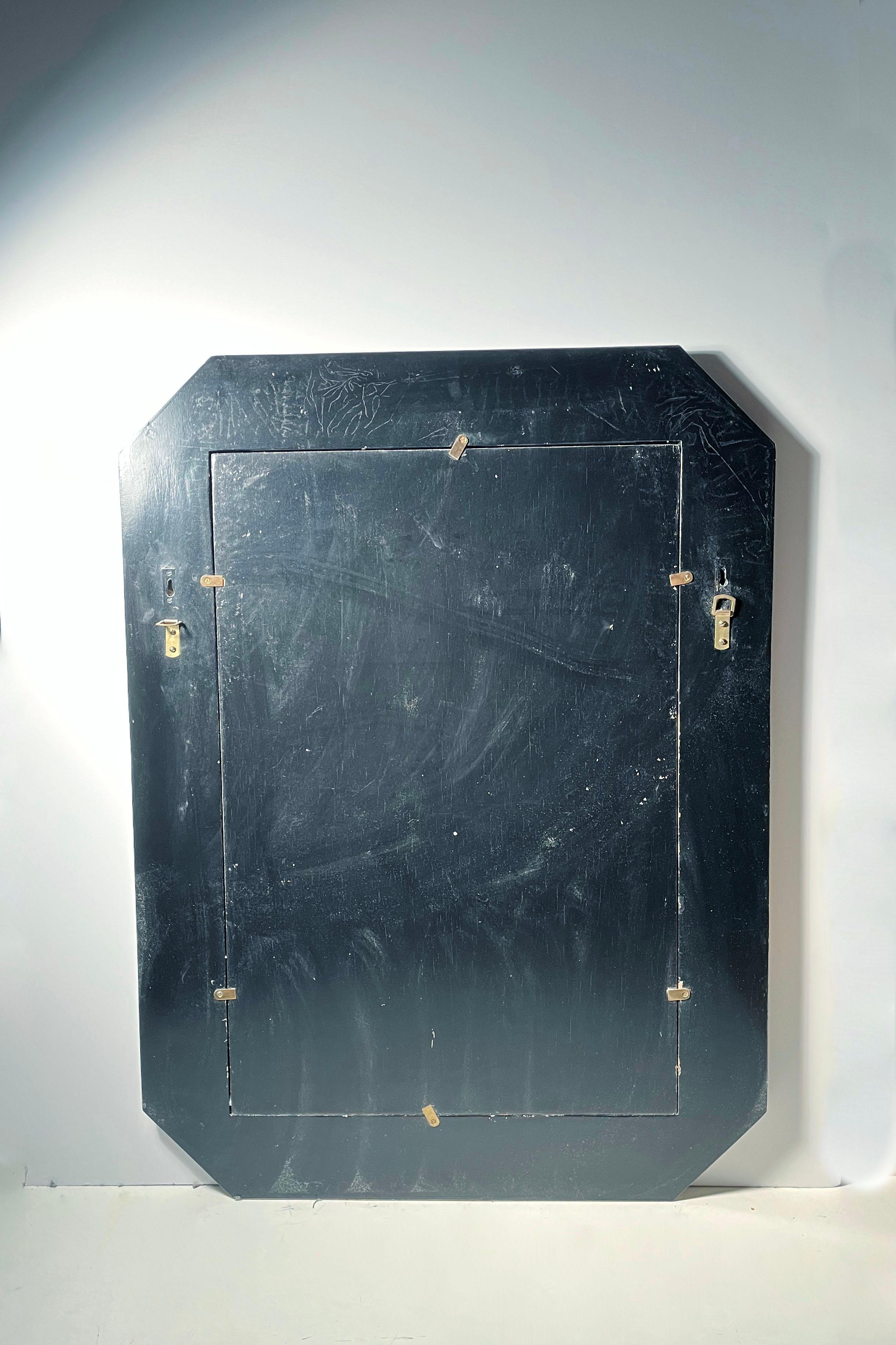 Maitland Smith Striking Black Post Modern Deco Octagonal Tessellated Wall Mirror (miroir octogonal tessellé) en vente 5
