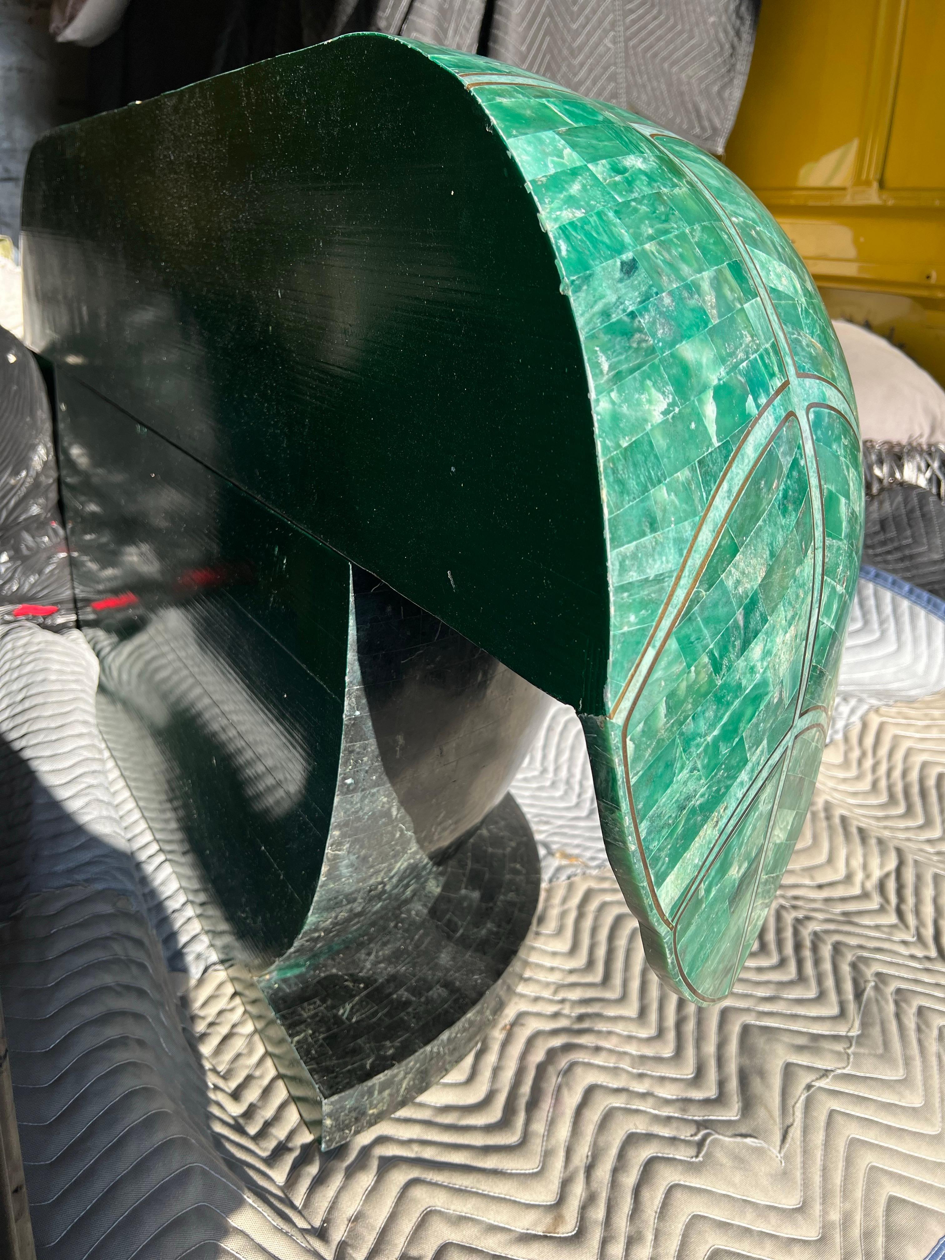 Philippine Maitland Smith Style Art Deco Leaves Console Table For Sale