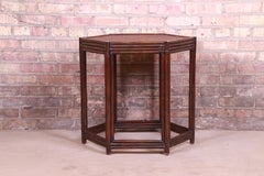 Maitland Smith Style Bamboo Rattan Hexagonal Tea Table