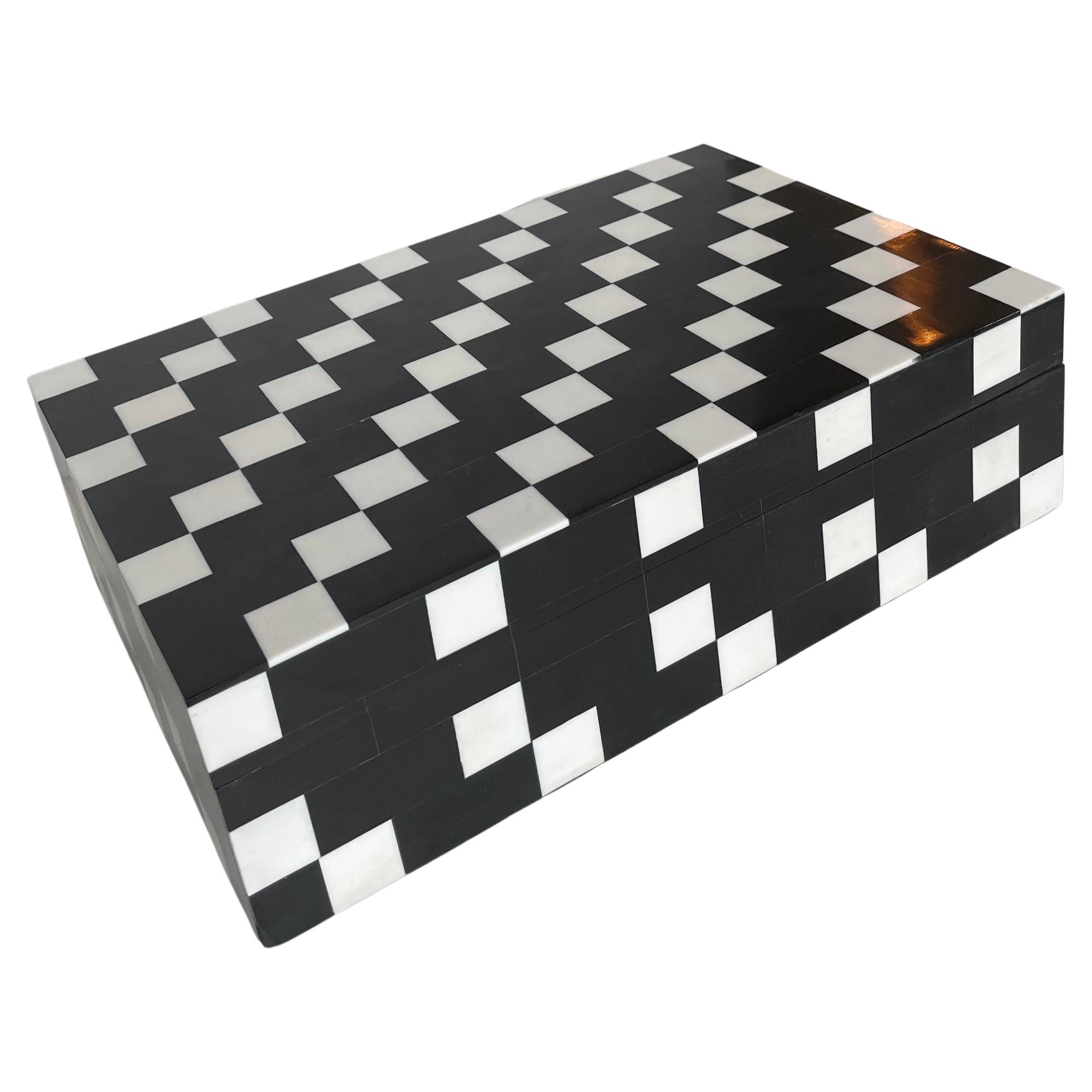 Mid-Century Modern Maitland Smith Style Black and White Box