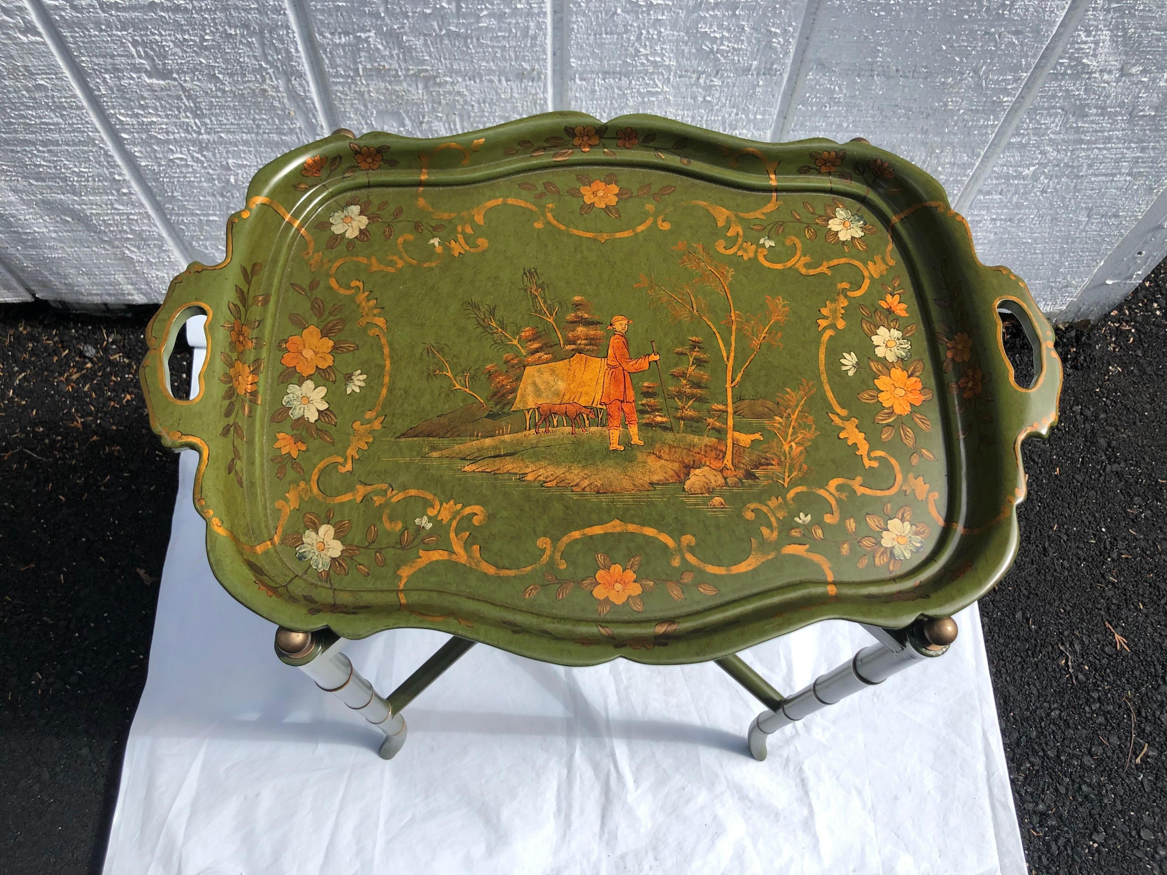 Late 20th Century Maitland Smith Style Chinoiserie Tray Table