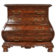 Maitland Smith Style Dutch Louis XV Burled Walnut Bombe Chest or Commode