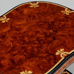 Maitland Smith Style Faux Painted Side Table with Fleur-De-Lis Detail