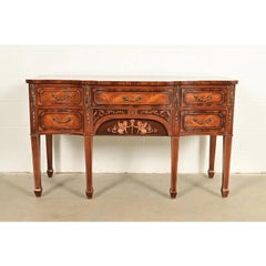 Maitland Smith Style French Regency Louis XVI Carved Mahogany Sideboard Credenza