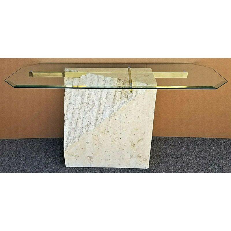Mid-Century Modern Maitland Smith Style Mactan Tessellated Stone Console Sofa Table