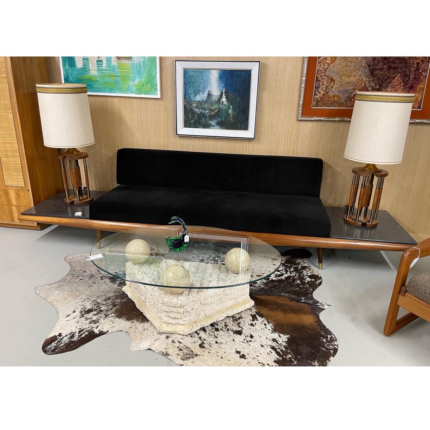 Maitland Smith Style Mactan Tessellated Stone Orb Pedestal Coffee Table 2
