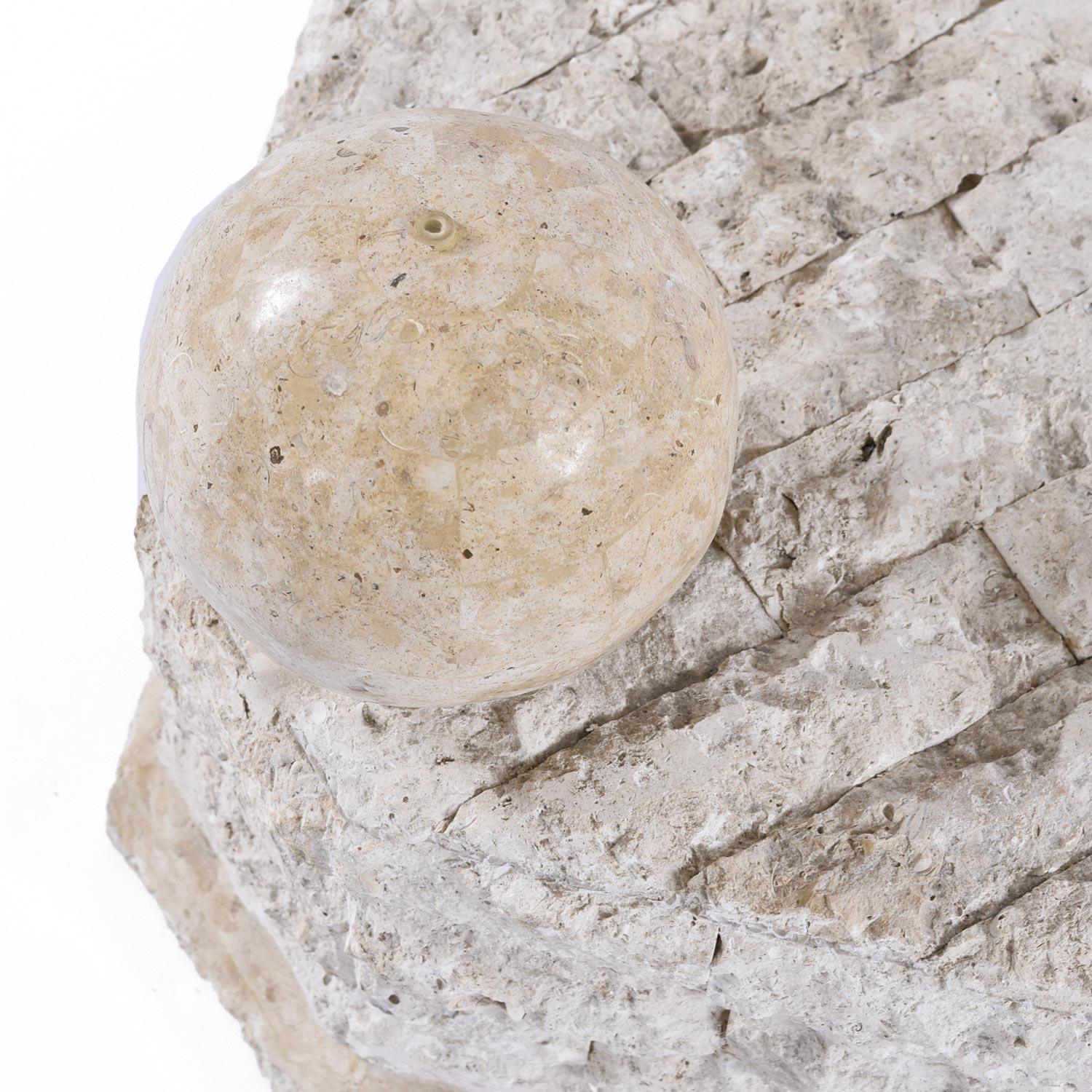 Post-Modern Maitland Smith Style Mactan Tessellated Stone Orb Pedestal Coffee Table