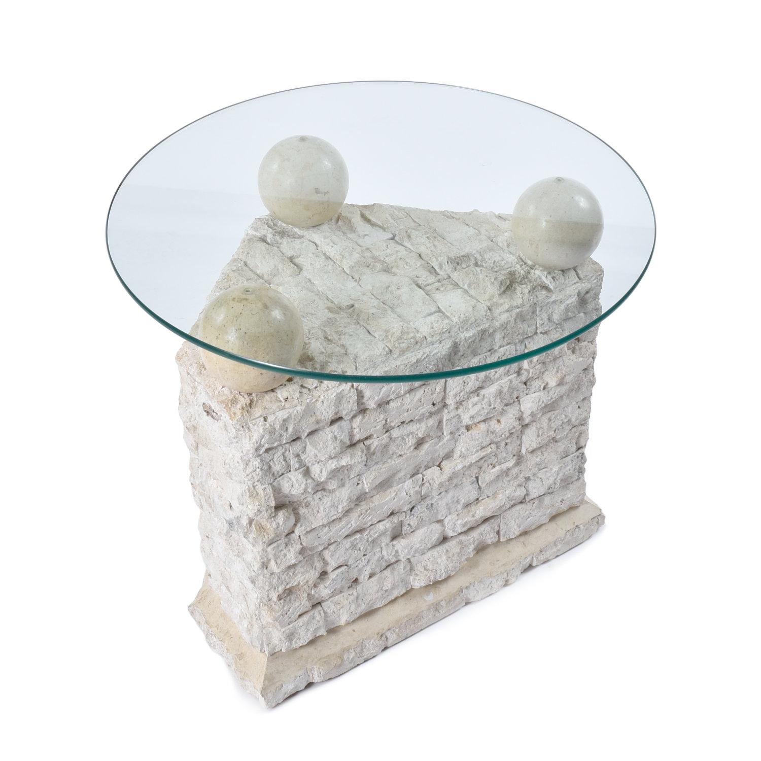 Maitland Smith Style Mactan Tessellated Stone Orb Pedestal End Tables For Sale 3