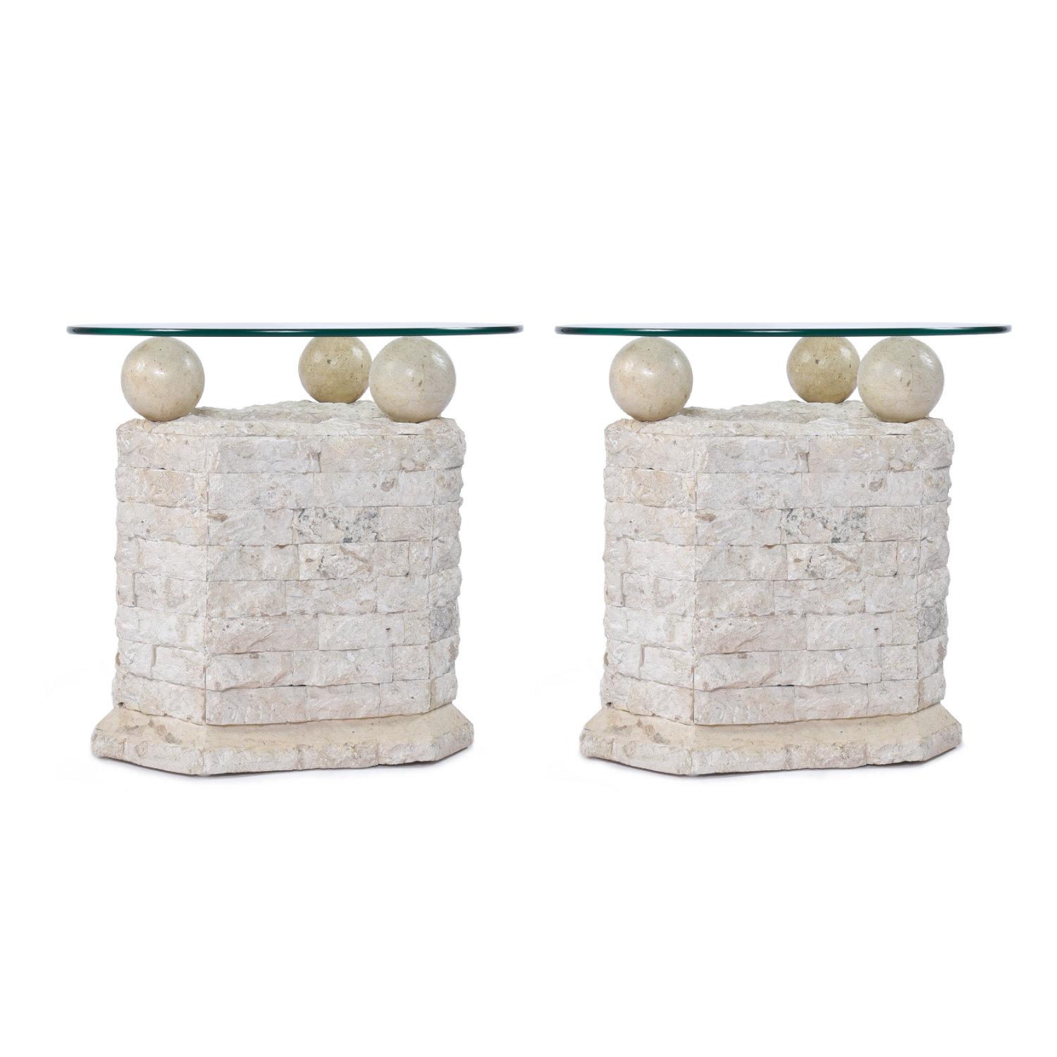 stone pedestal side table
