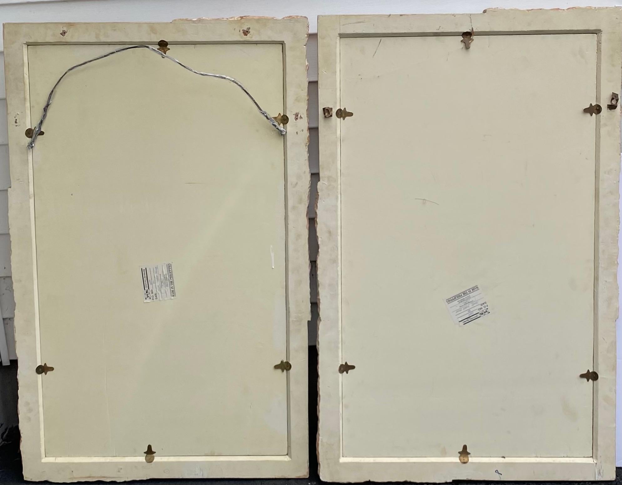Maitland Smith Style Magnussen Tessellated Marble Stone & Brass Mirrors, Pair 6
