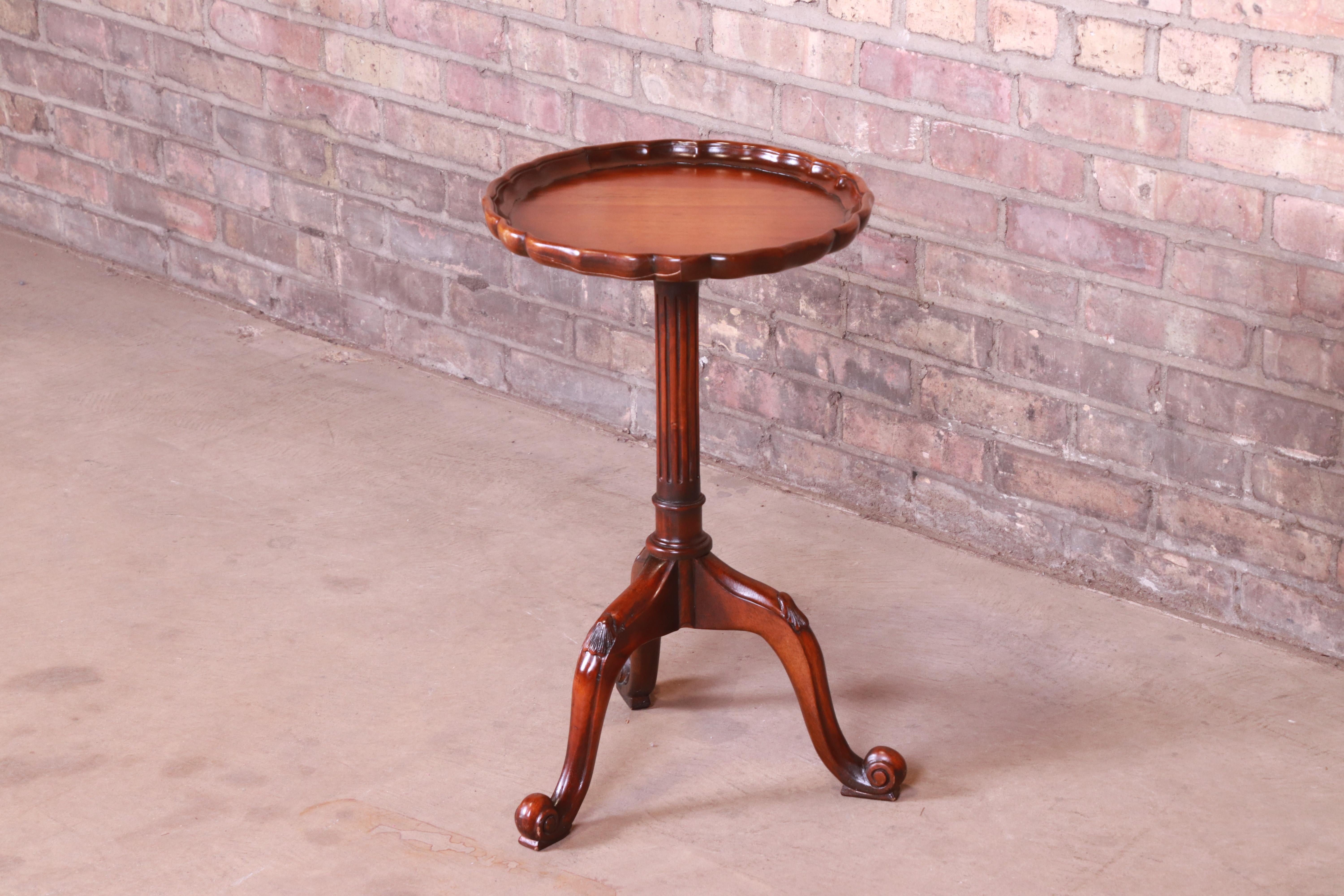 Regency Maitland Smith Style Mahogany Pedestal Plant Stand or Side Table